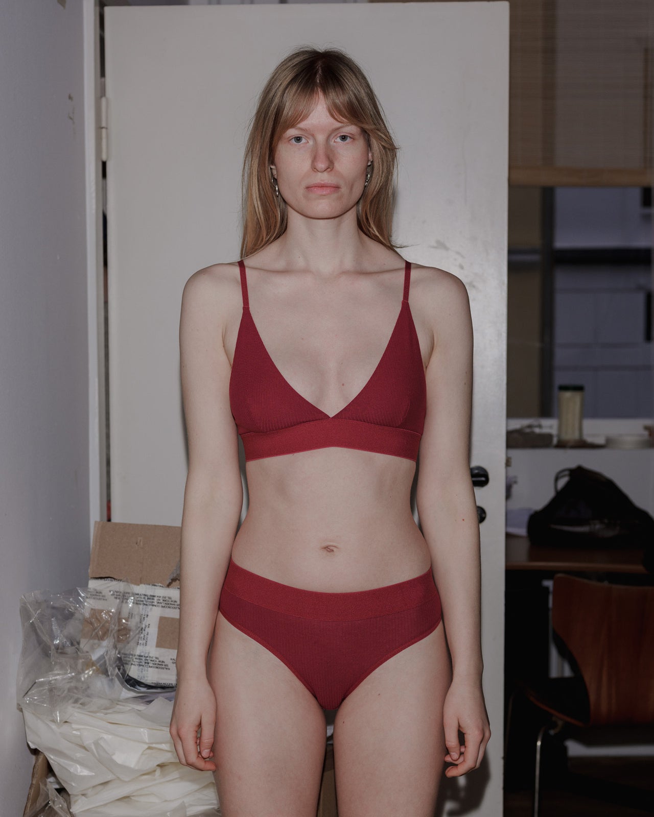 Triangle Bra - Organic Cotton Rib - Burned Red - AU23