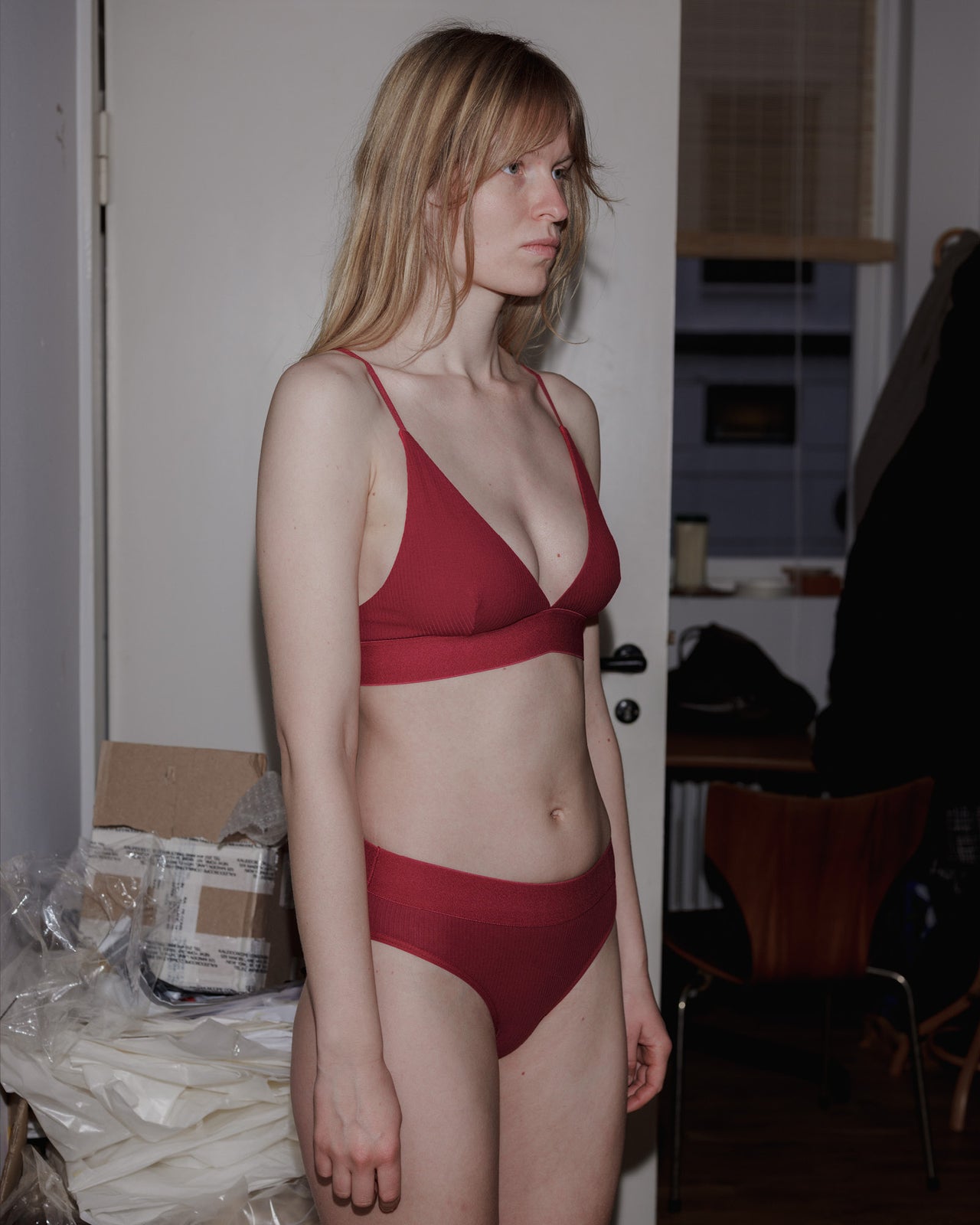Triangle Bra - Organic Cotton Rib - Burned Red - AU23