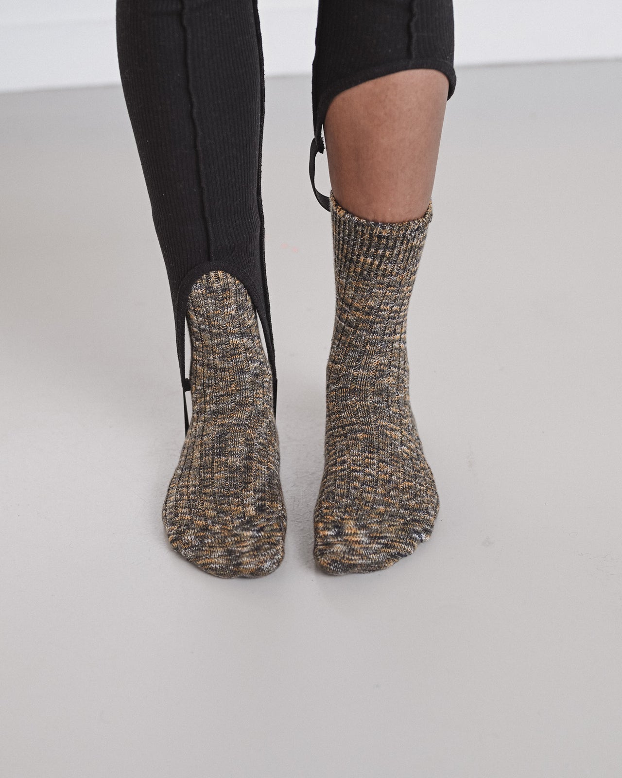 Twist Overankle Socks - Organic Cotton - Olive Green Melange
