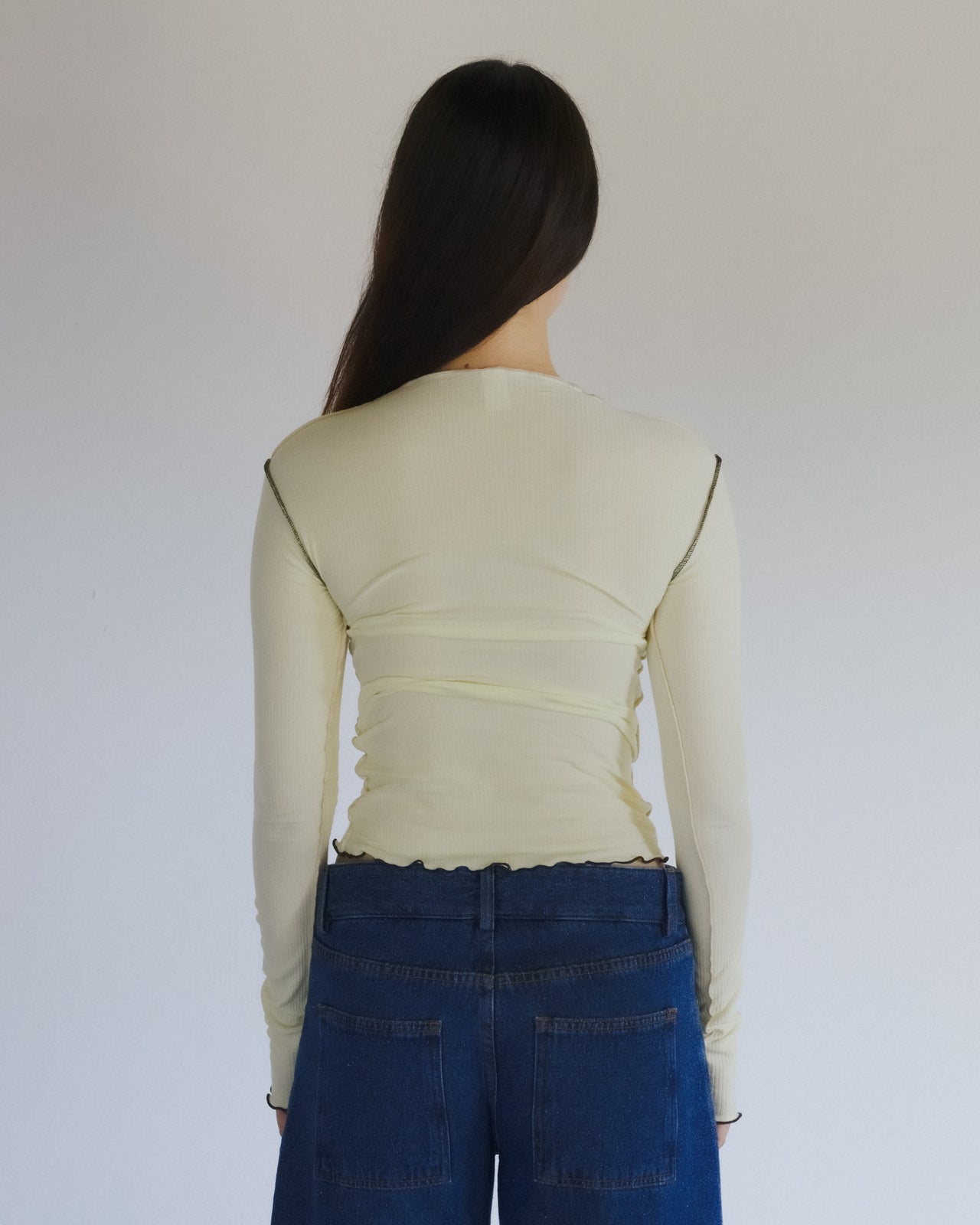 Vein Long Sleeve Tee - Fine Organic Cotton Rib - Iguacu Lime
