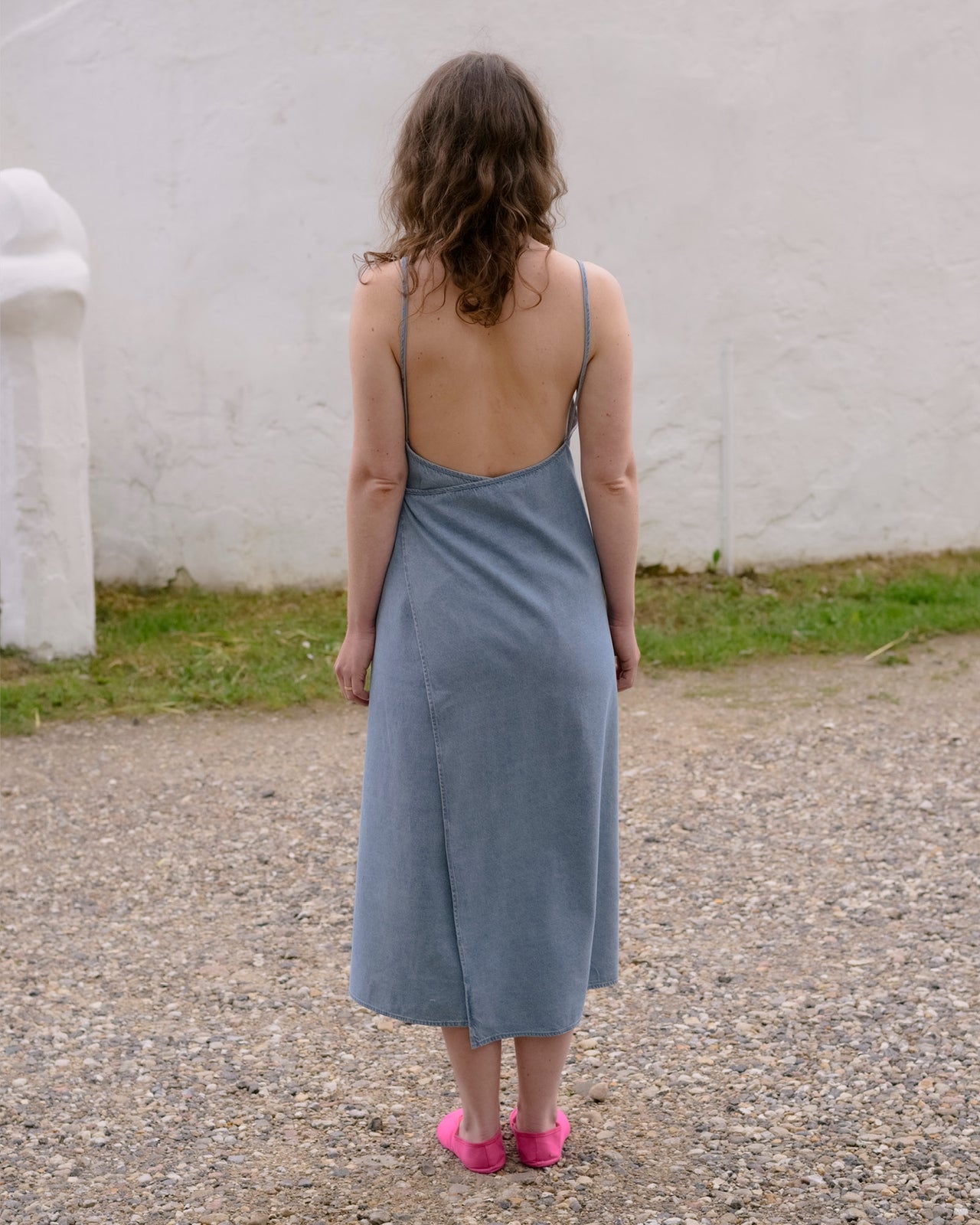 Yumi Apron Dress - Silk Cotton - Light Blue Wash