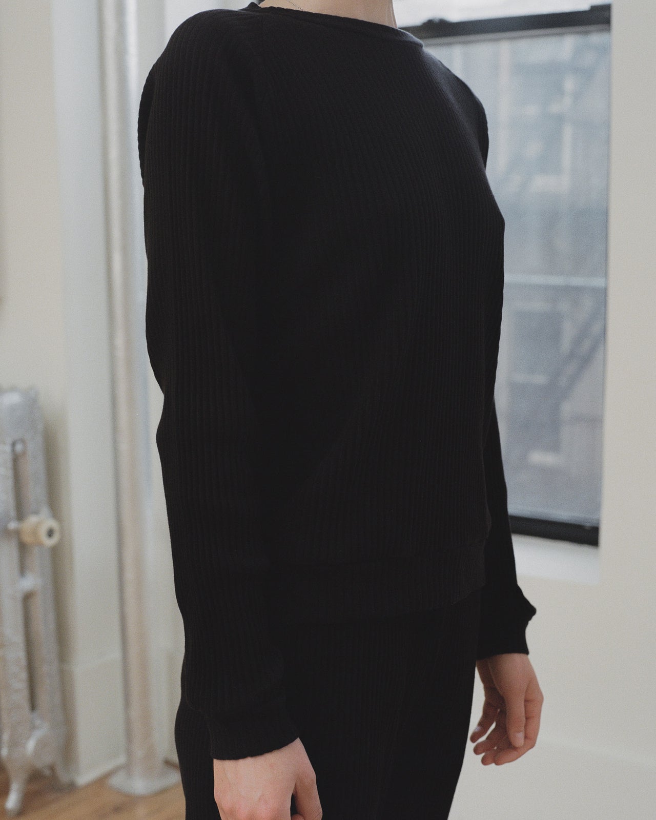 Basic Sweatshirt - Fleece Rib - Black