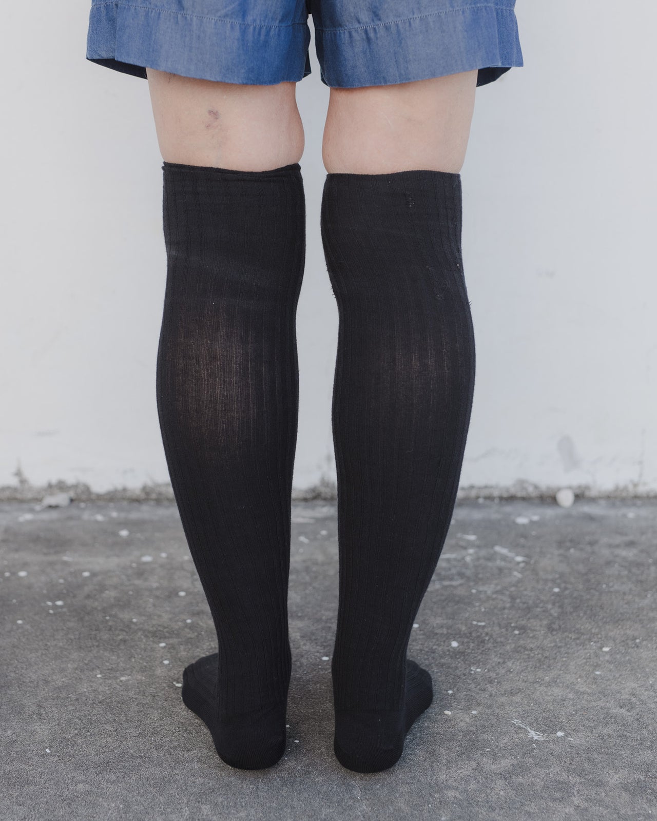 Overknee Socks - Cotton Rib - Black