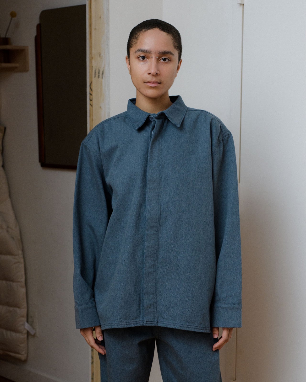 Indre Jacket - Recycled Cotton - Grey/Blue - AU22