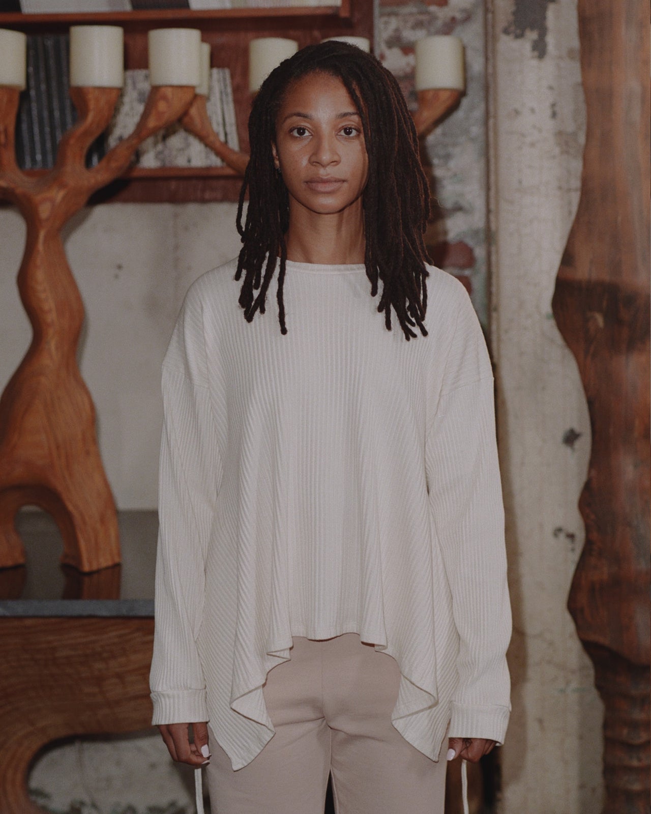 Shaw Long Sleeve - Fleece Rib - Off White