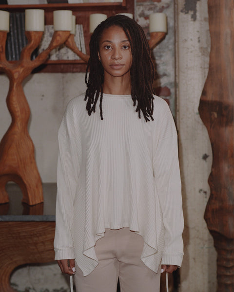 Shaw Long Sleeve - Fleece Rib - Off White – Baserange Store