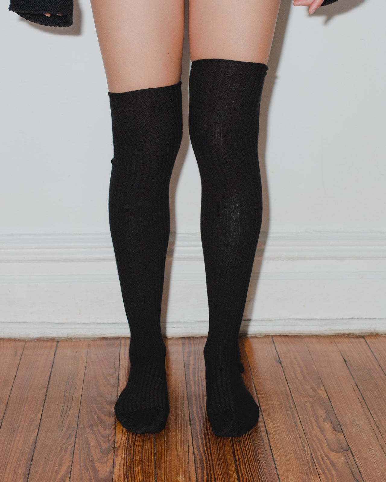 Overknee Socks - Cotton Rib - Black