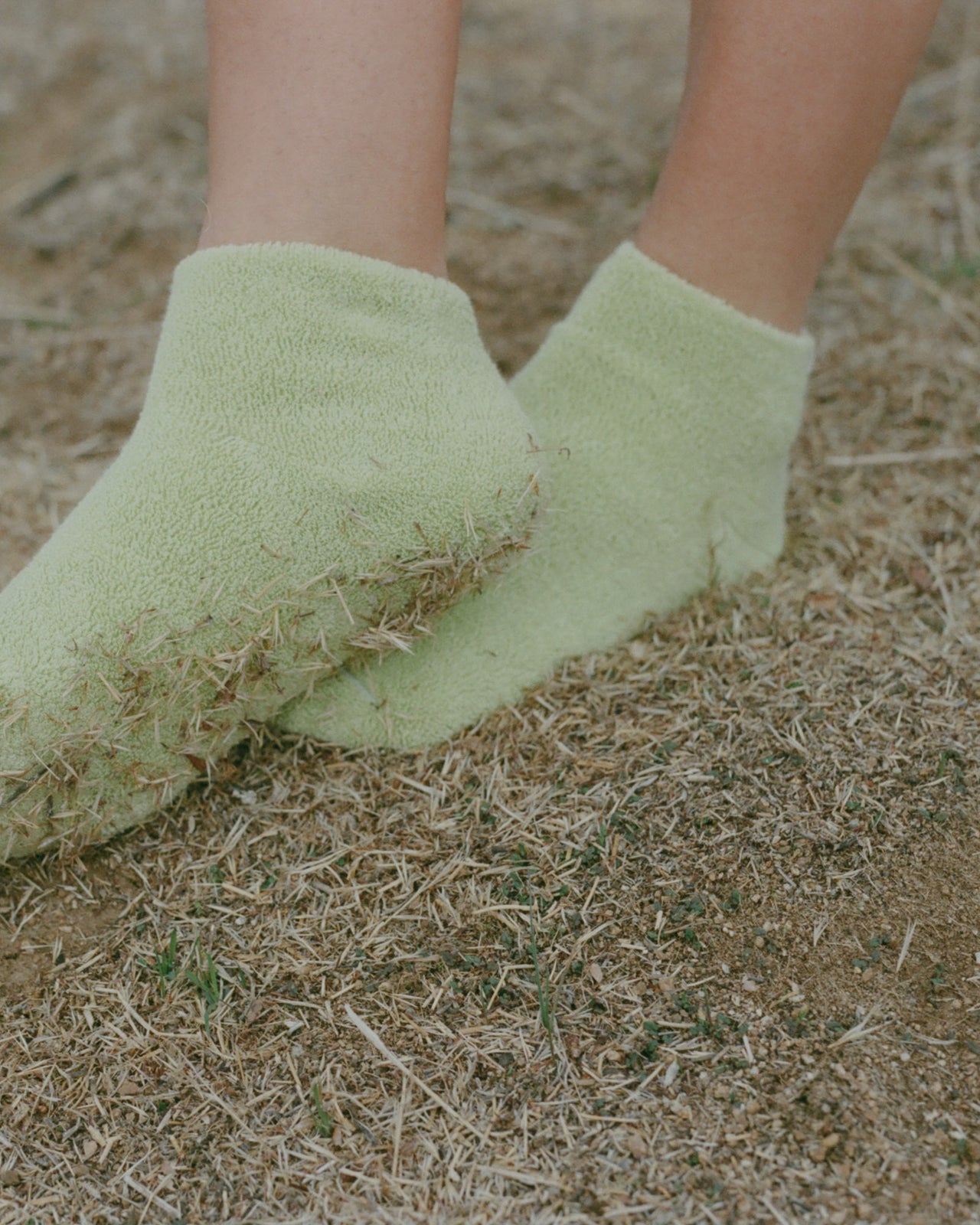 Buckle Ankle Socks - Longstaple Cotton - Bar Green - AU22