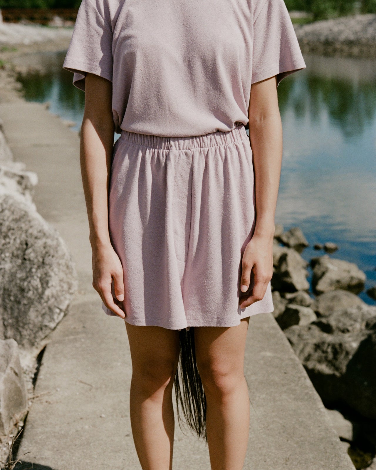 Domond Shorts - Wild Silk Jersey - Vegetal Dye - Nimbus - SU23