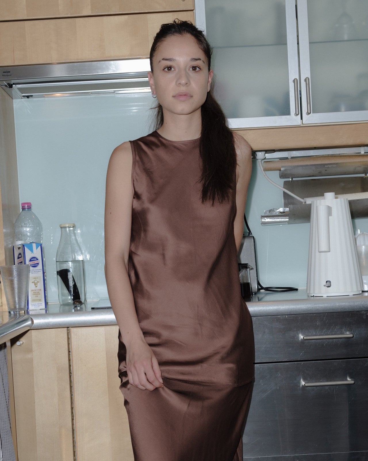 Dydine Tank Top - Ecovero Satin - Dark Brown