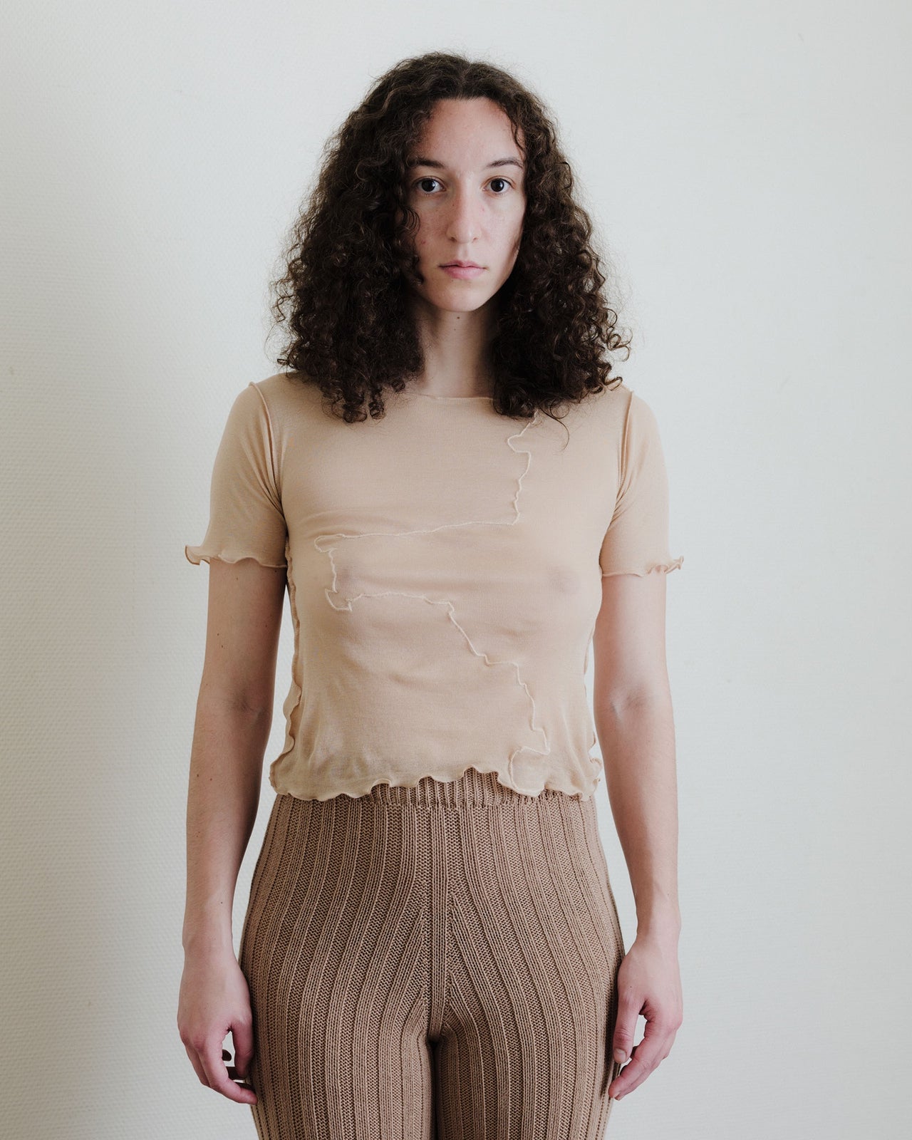 Gerrymandered Tee Shirt - Cotton Gaze - Rosy Camel