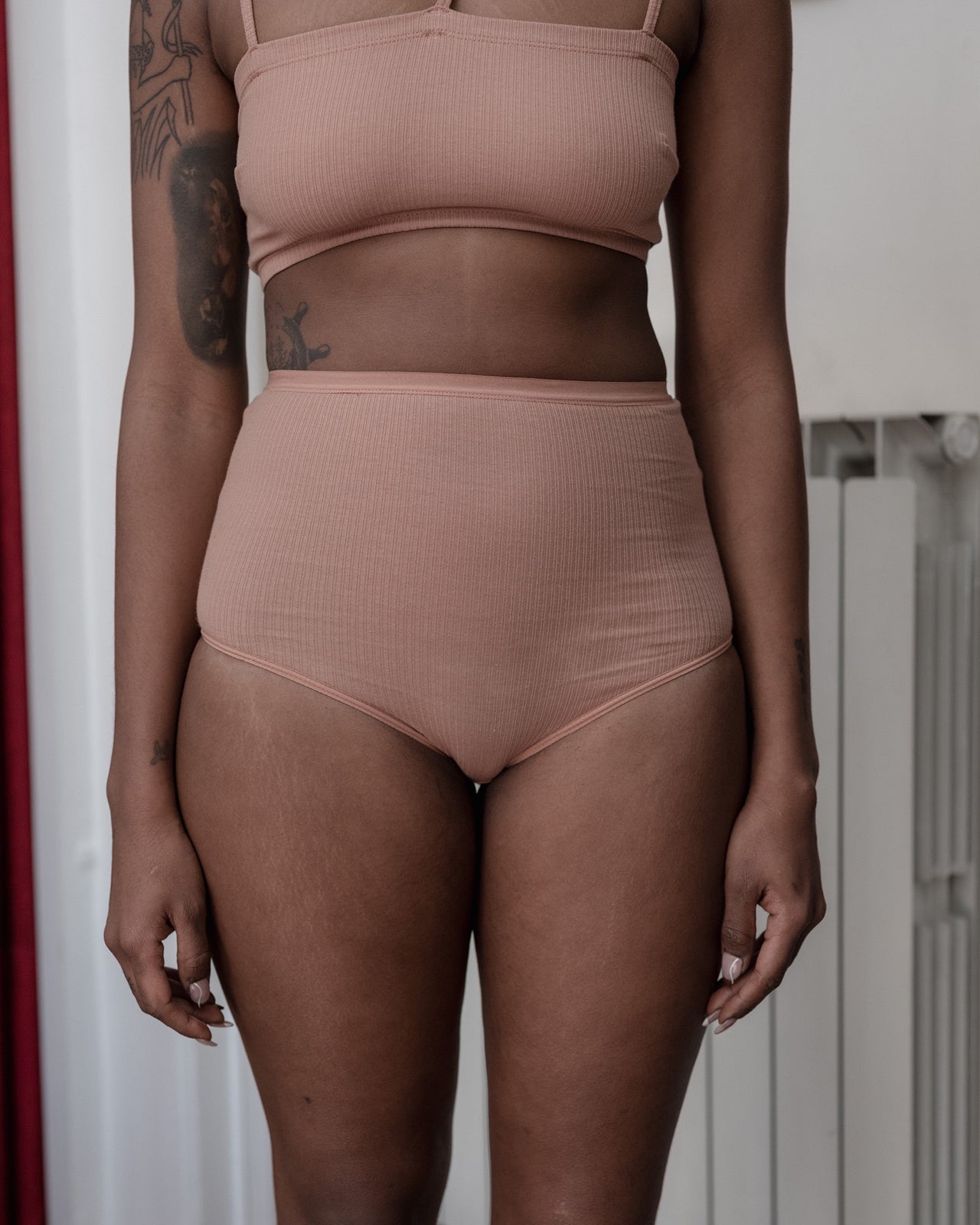 Highwaist Bell Pants - Cotton Rib - Ripa Rose - WT23