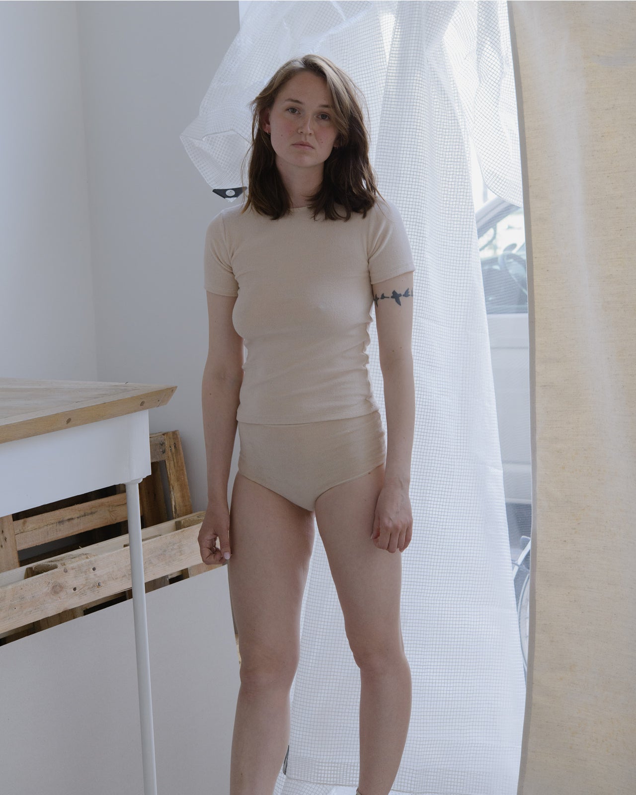 Highwaist Bell Pants - Terry Cotton - Spring 16 Ecru - SP23