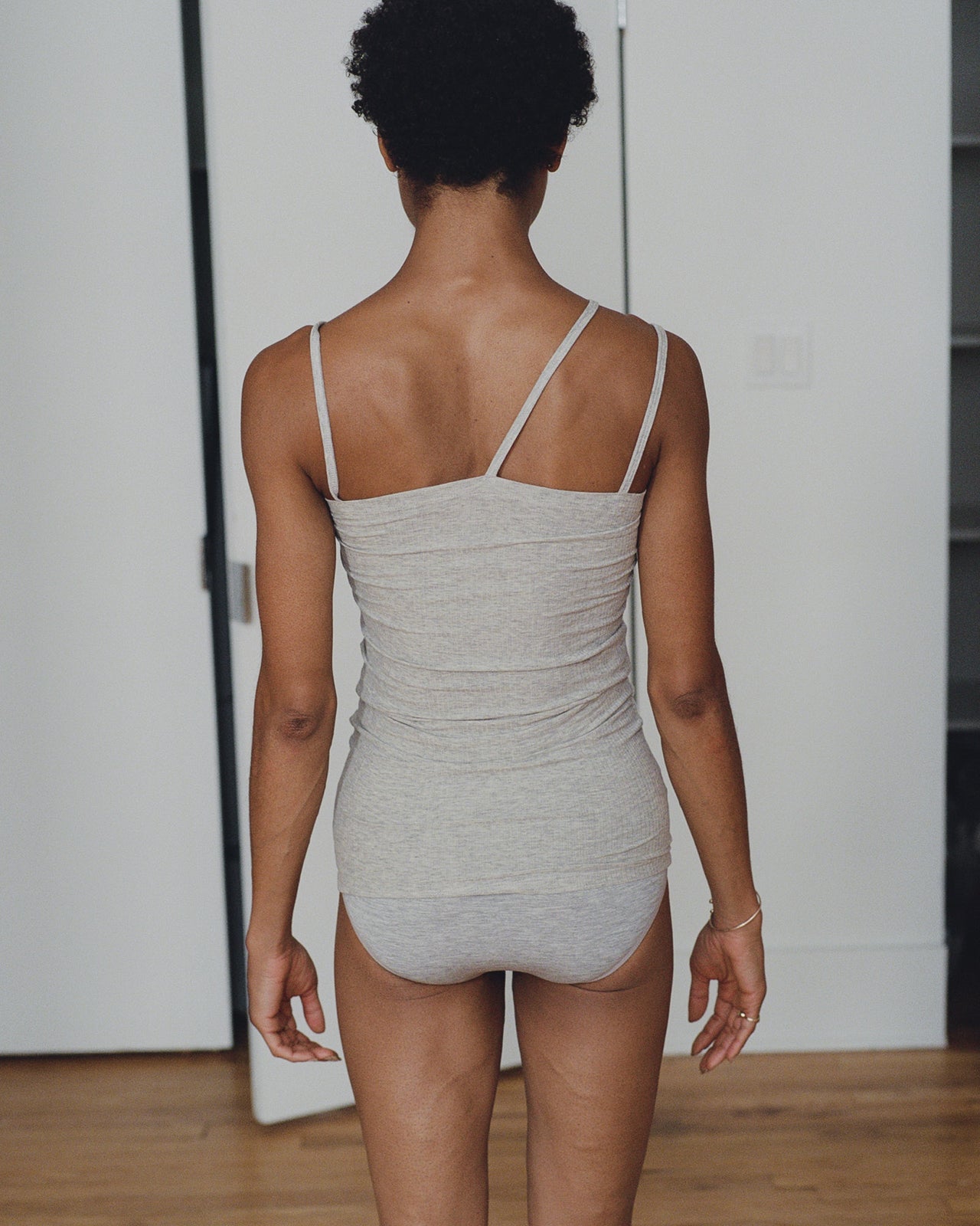 Nida Tank - Organic Cotton Rib - Grey Melange - Baserange AU