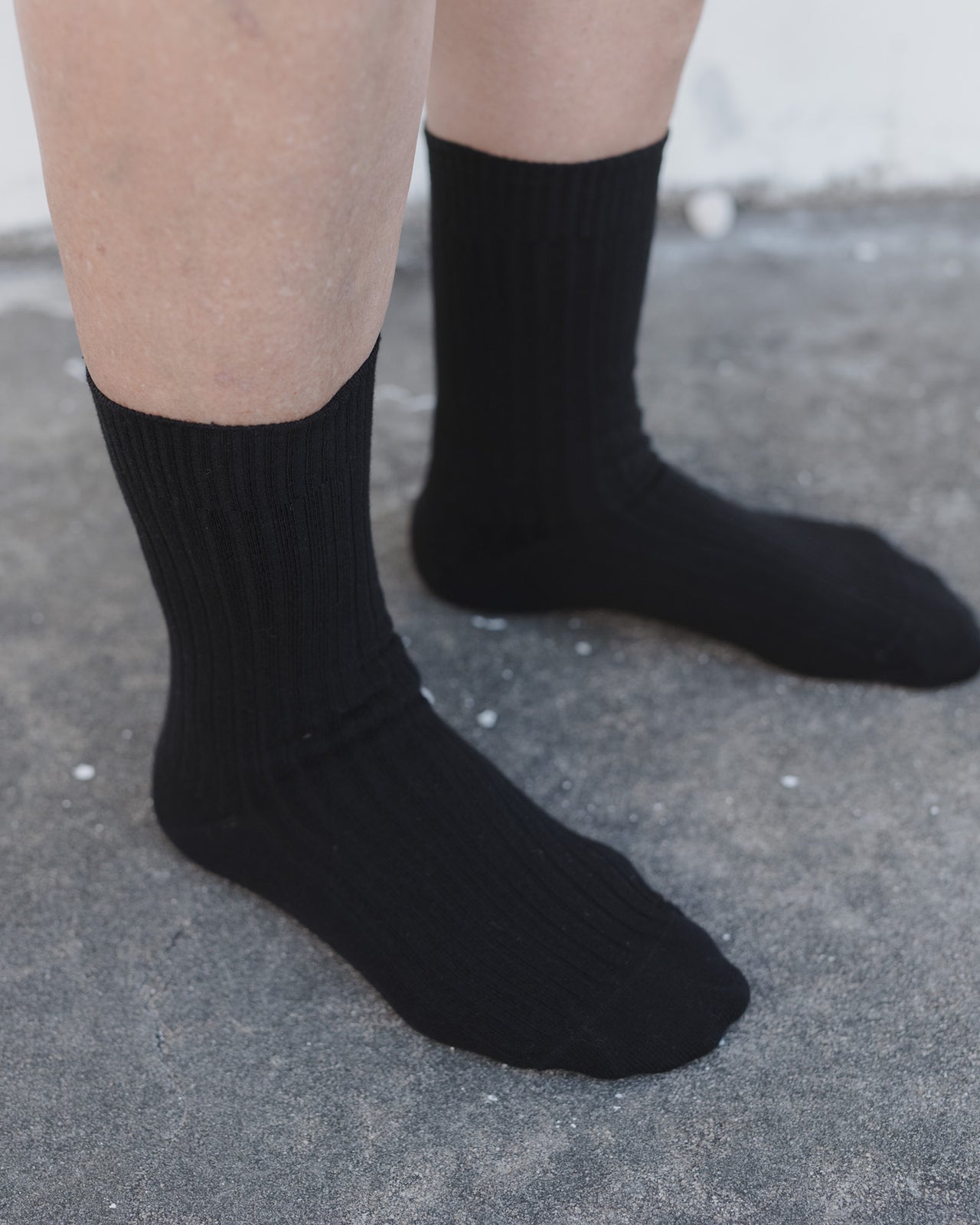 Rib Overankle Socks - Cotton Rib - Black
