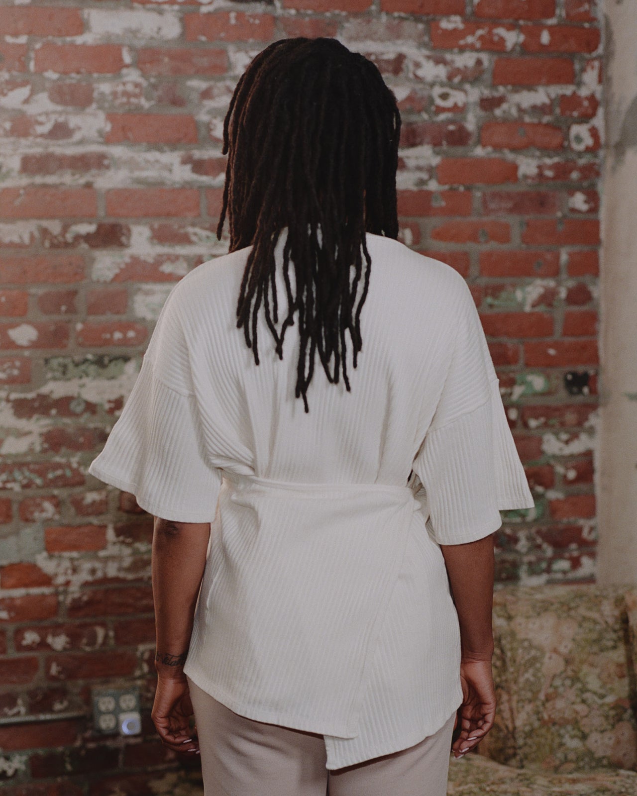 Shaw Tee Shirt - Fleece Rib - Off White