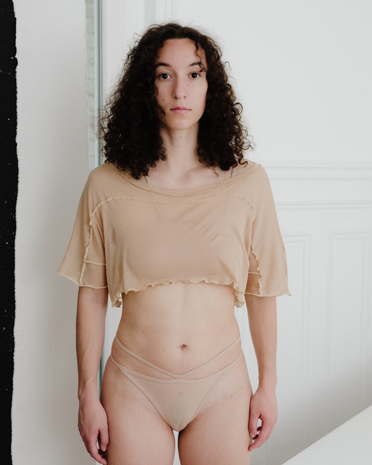 Sun Crop Tee Shirt - Cotton Gaze - Rosy Camel