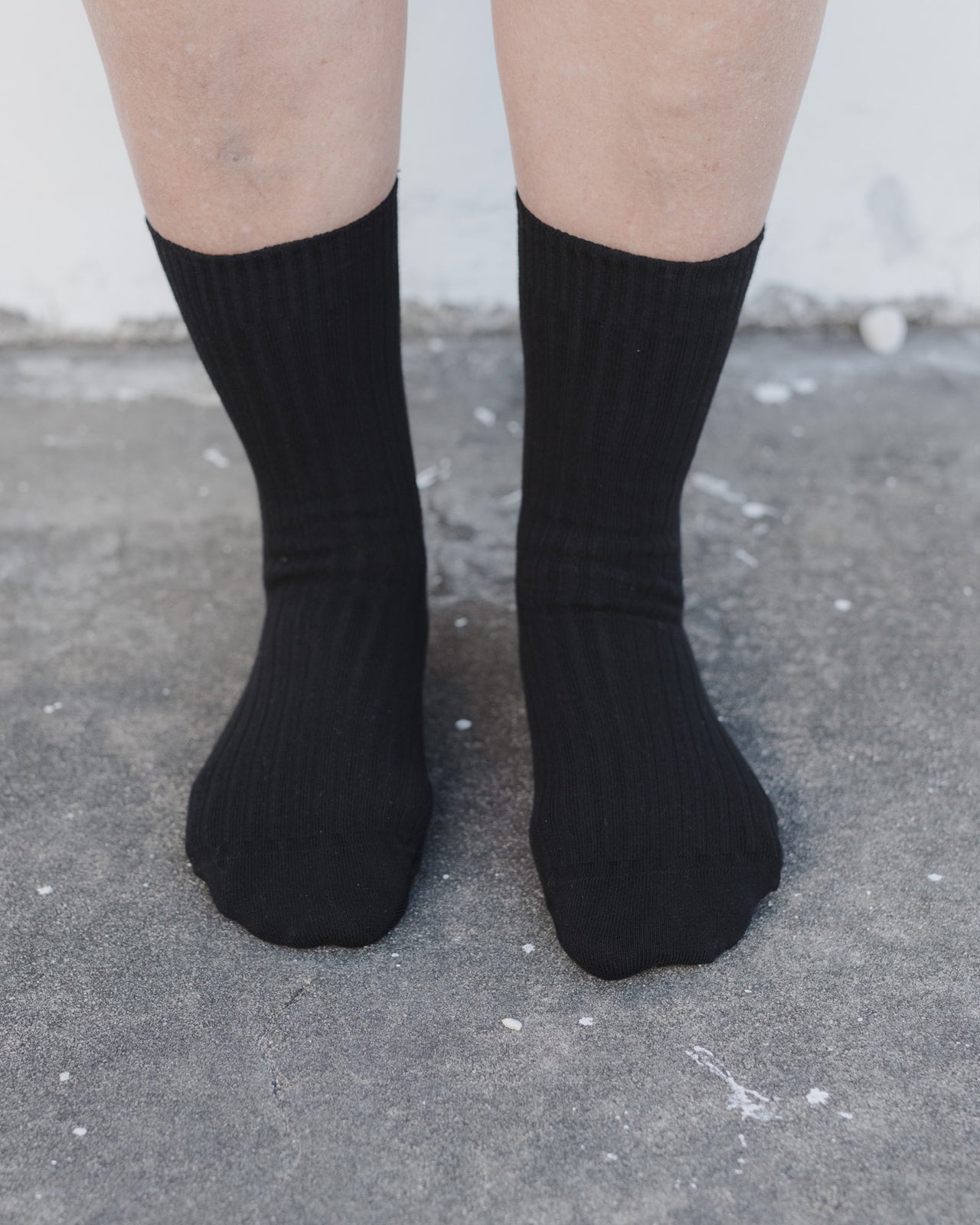 Rib Overankle Socks - Cotton Rib - Black
