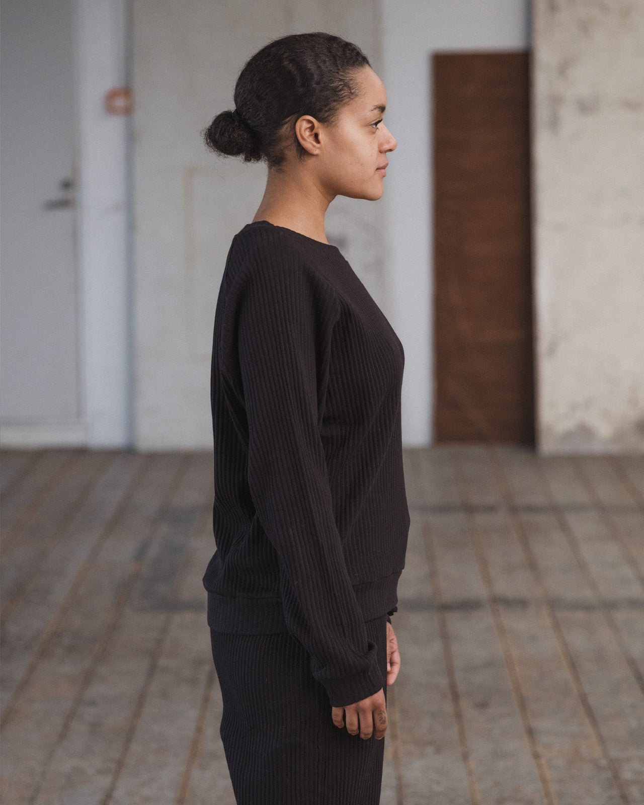 Basic Sweatshirt - Fleece Rib - Black