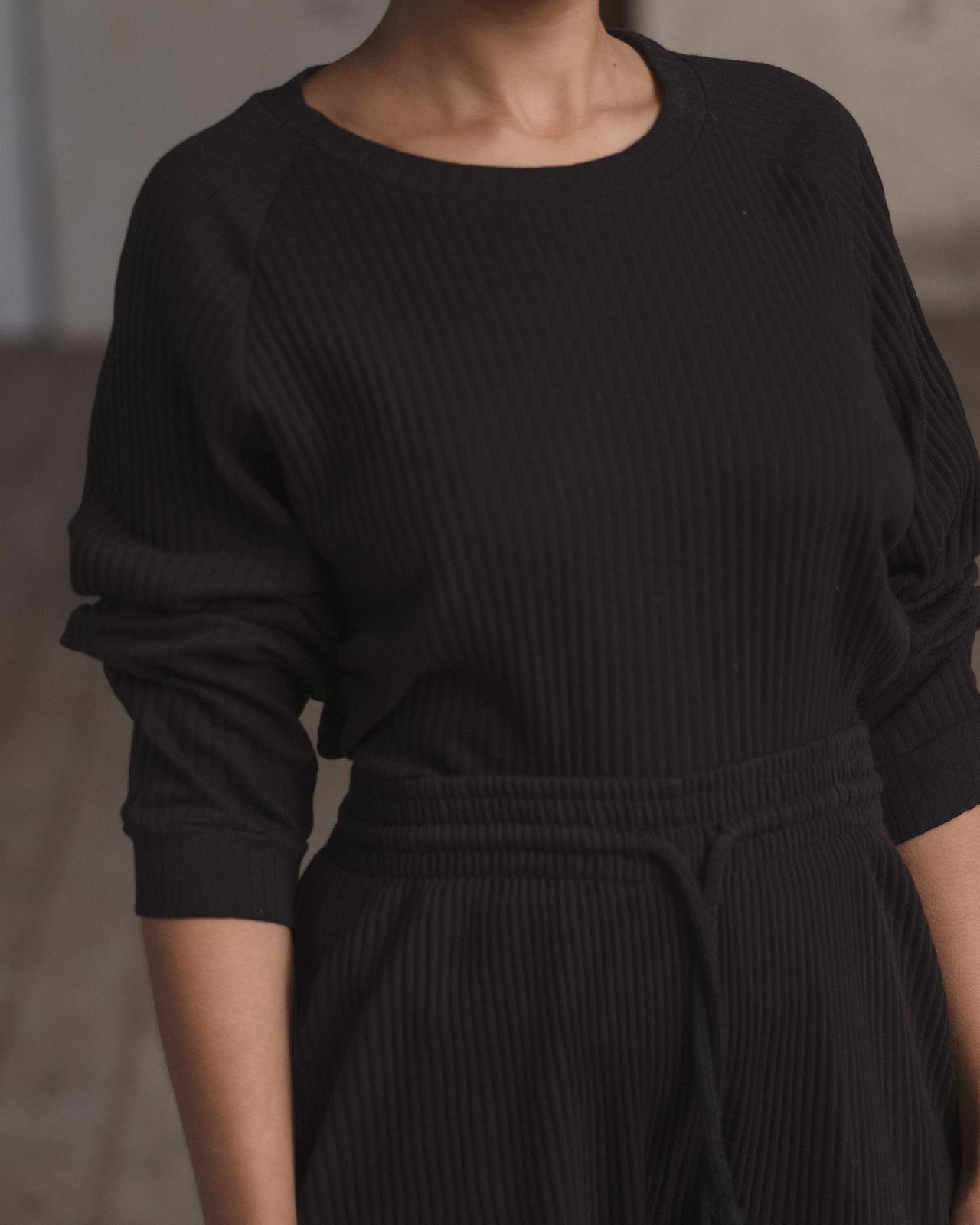 Basic Sweatshirt - Fleece Rib - Black