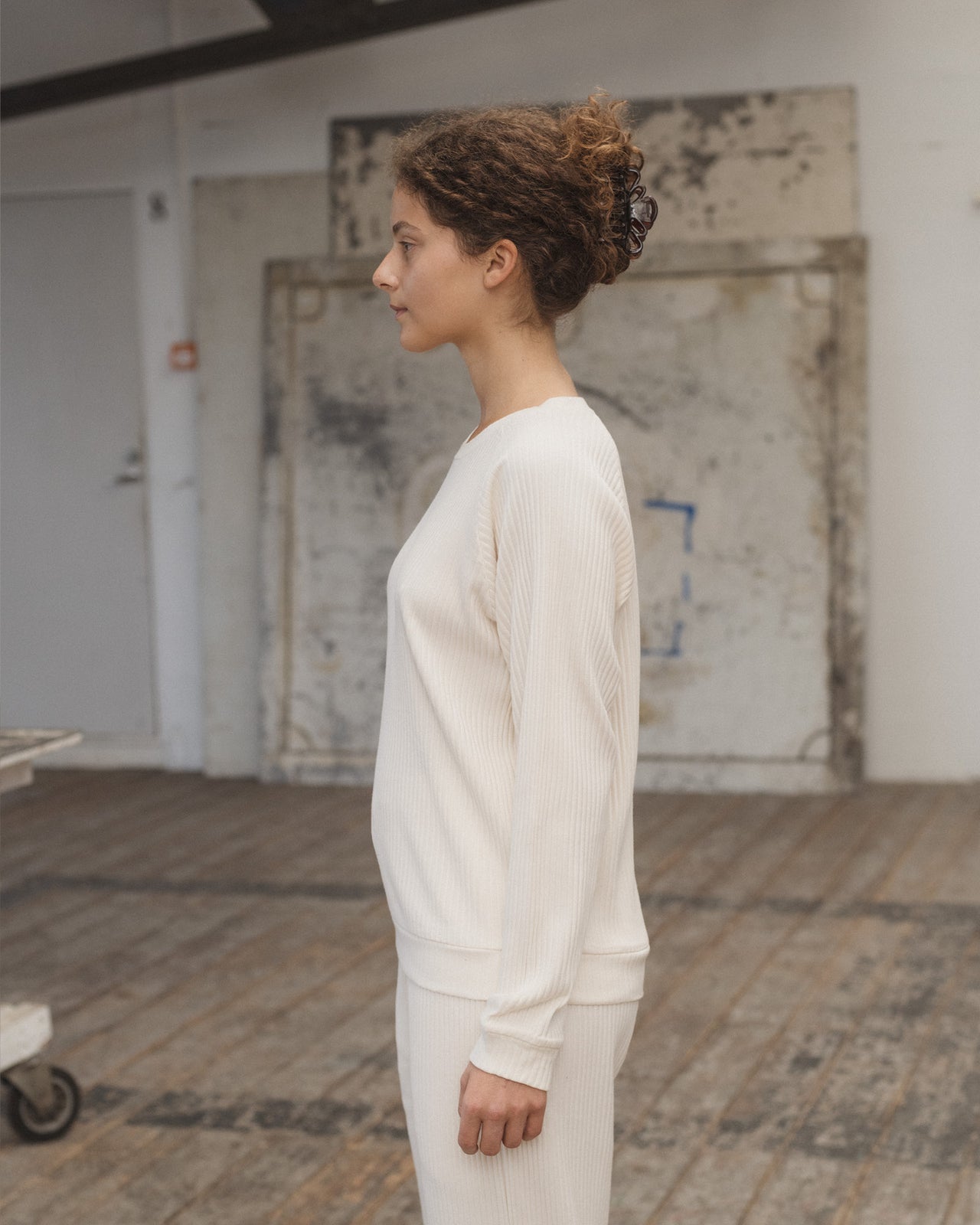Basic Sweatshirt - Fleece Rib - Off White