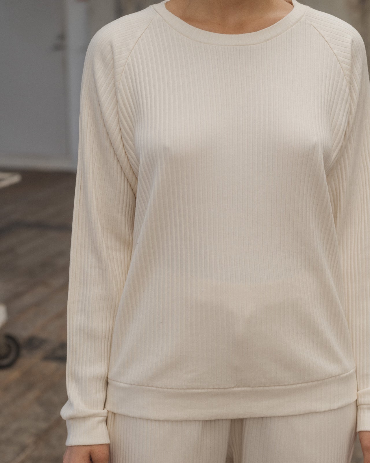 Basic Sweatshirt - Fleece Rib - Off White