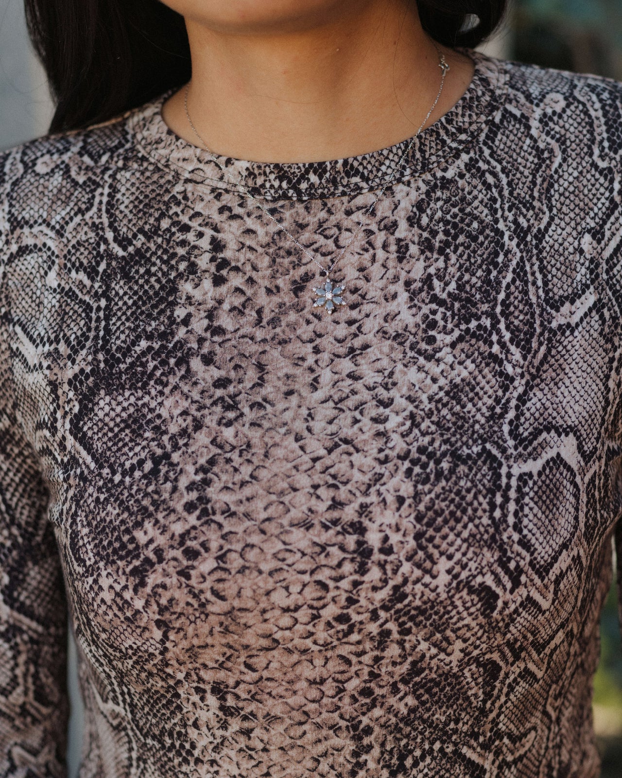 Bead Long Sleeve Tee - Circulose Jersey - Snake