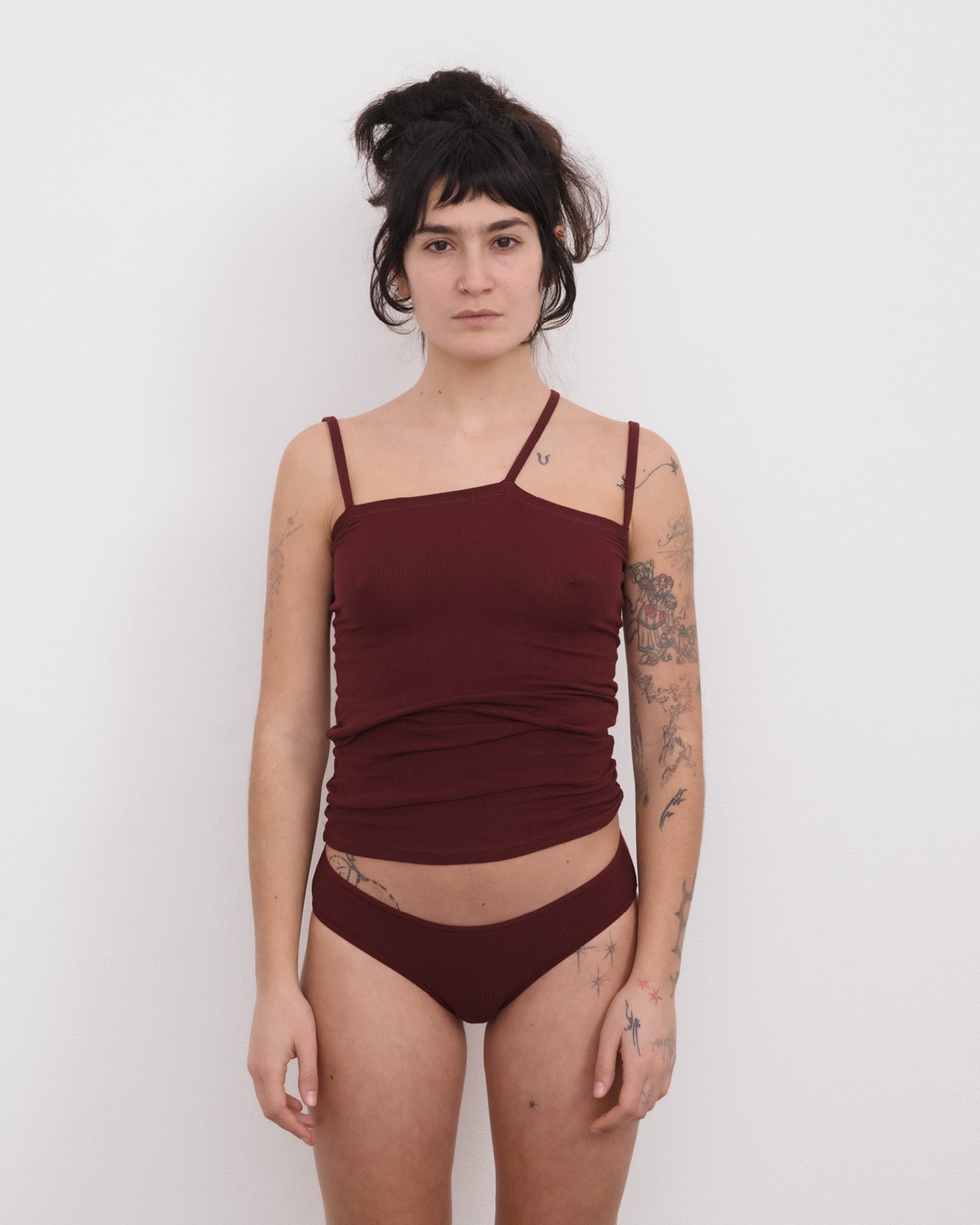 Bell Pants - Organic Cotton Rib - Nara Red