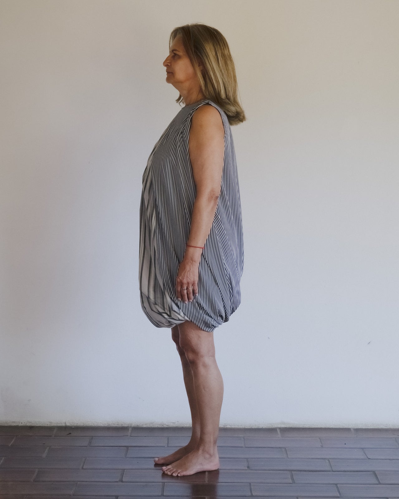 Bella Dress - Silk Cotton - Grey Stripe