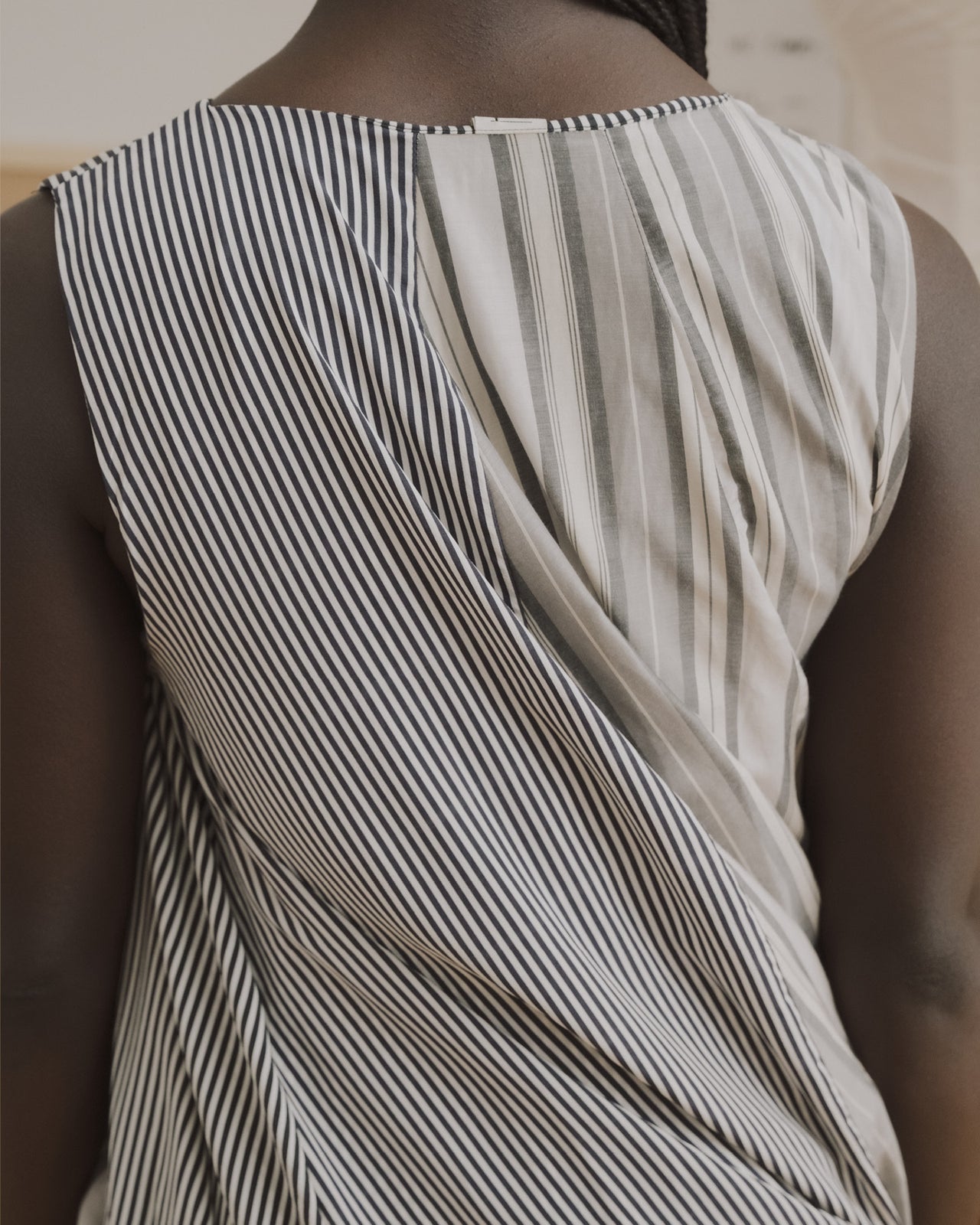 Bella Dress - Silk Cotton - Grey Stripe