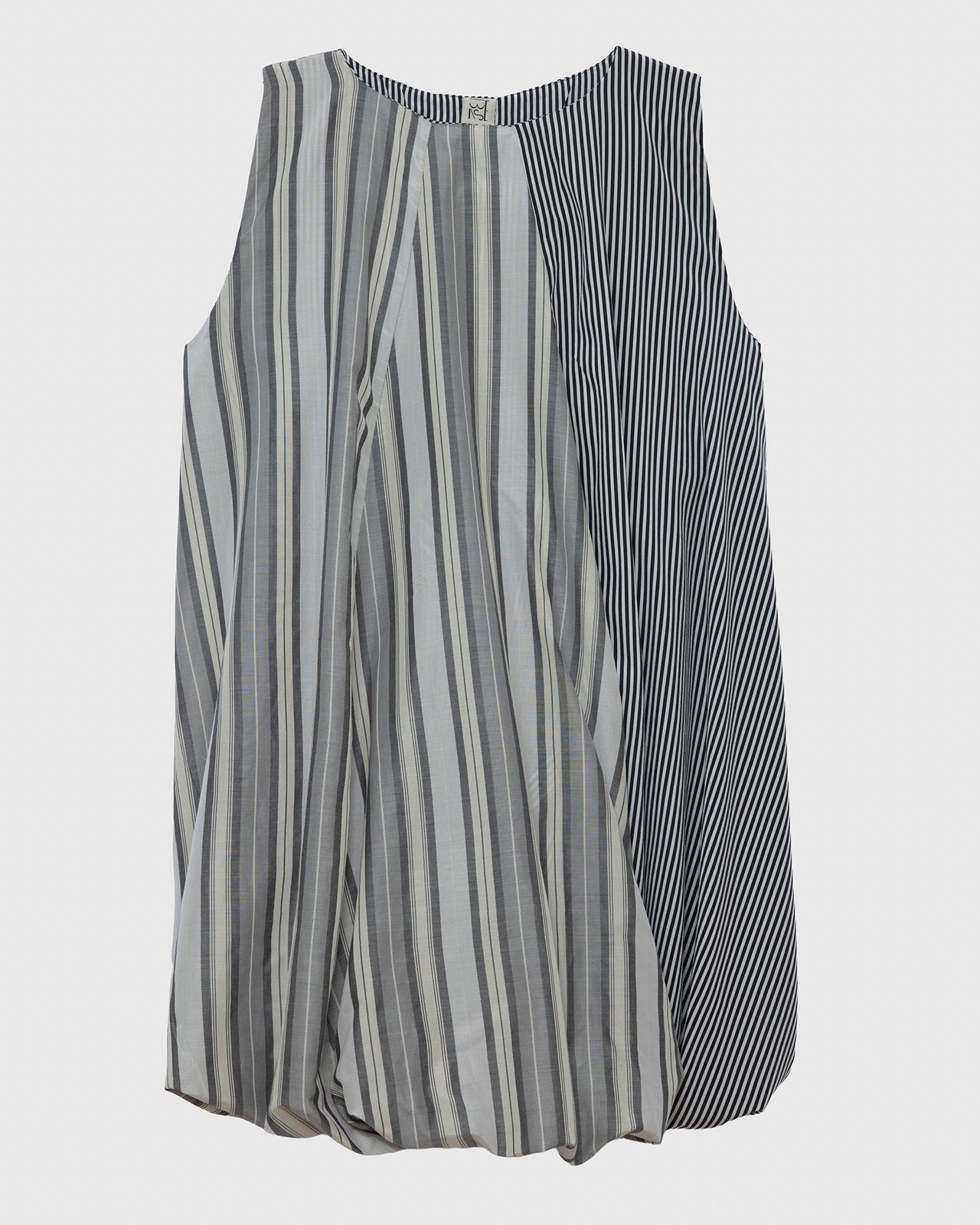Bella Dress - Silk Cotton - Grey Stripe