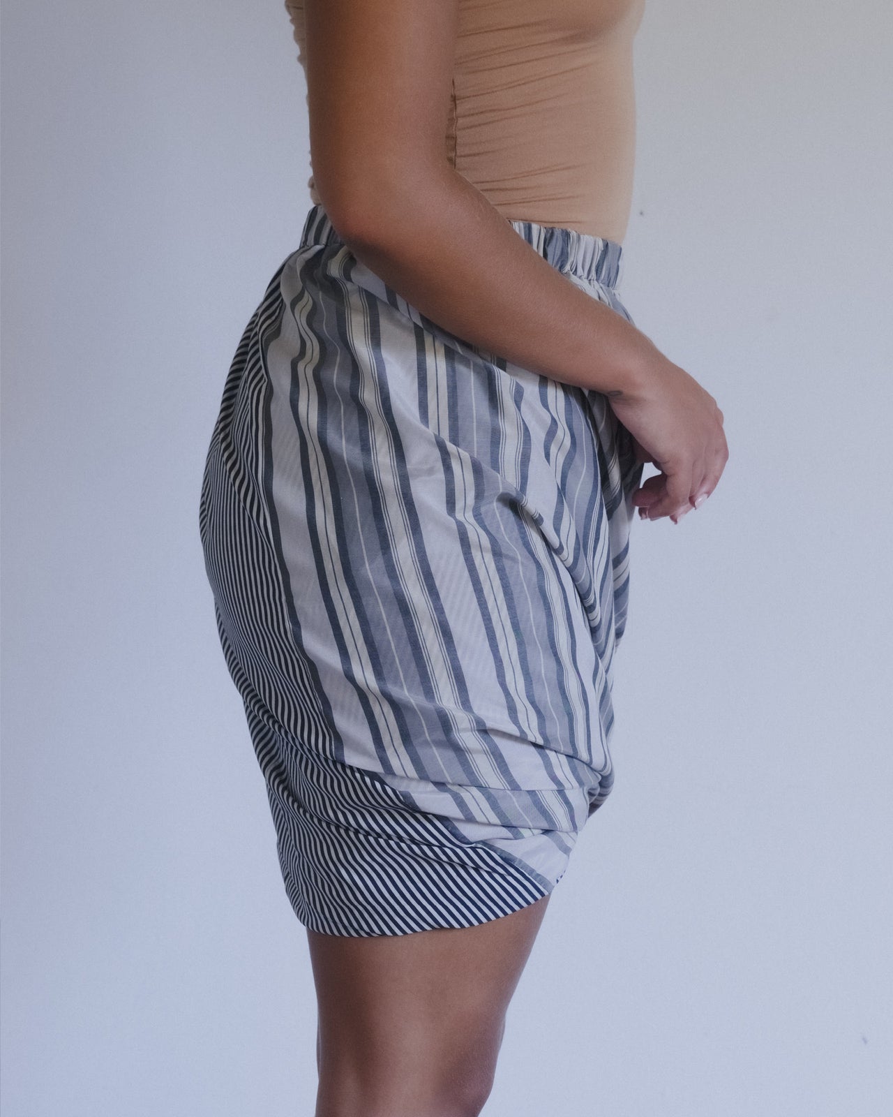 Bella Skirt - Silk Cotton - Grey Stripe