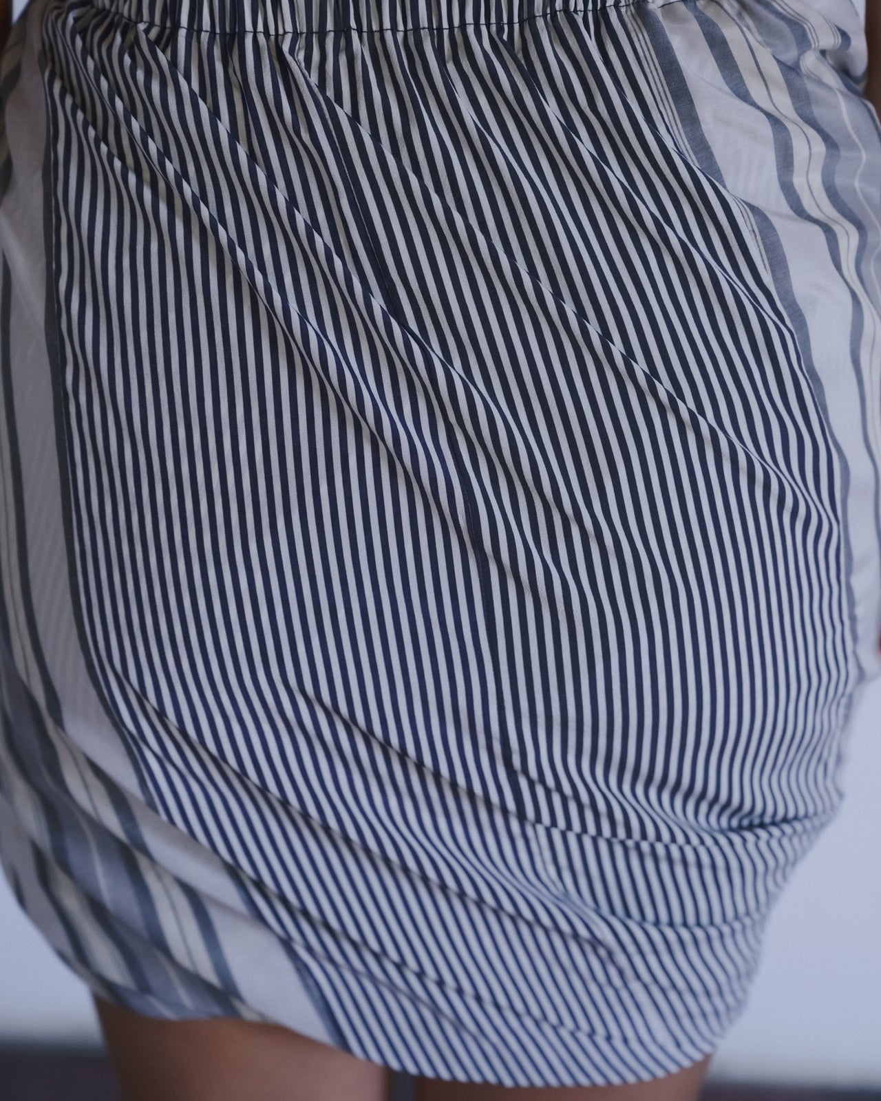 Bella Skirt - Silk Cotton - Grey Stripe