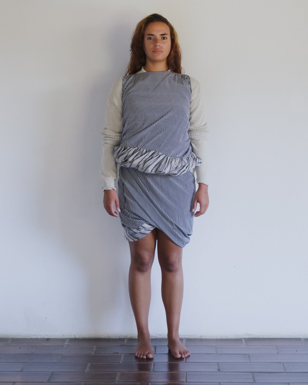 Bella Skirt - Silk Cotton - Grey Stripe