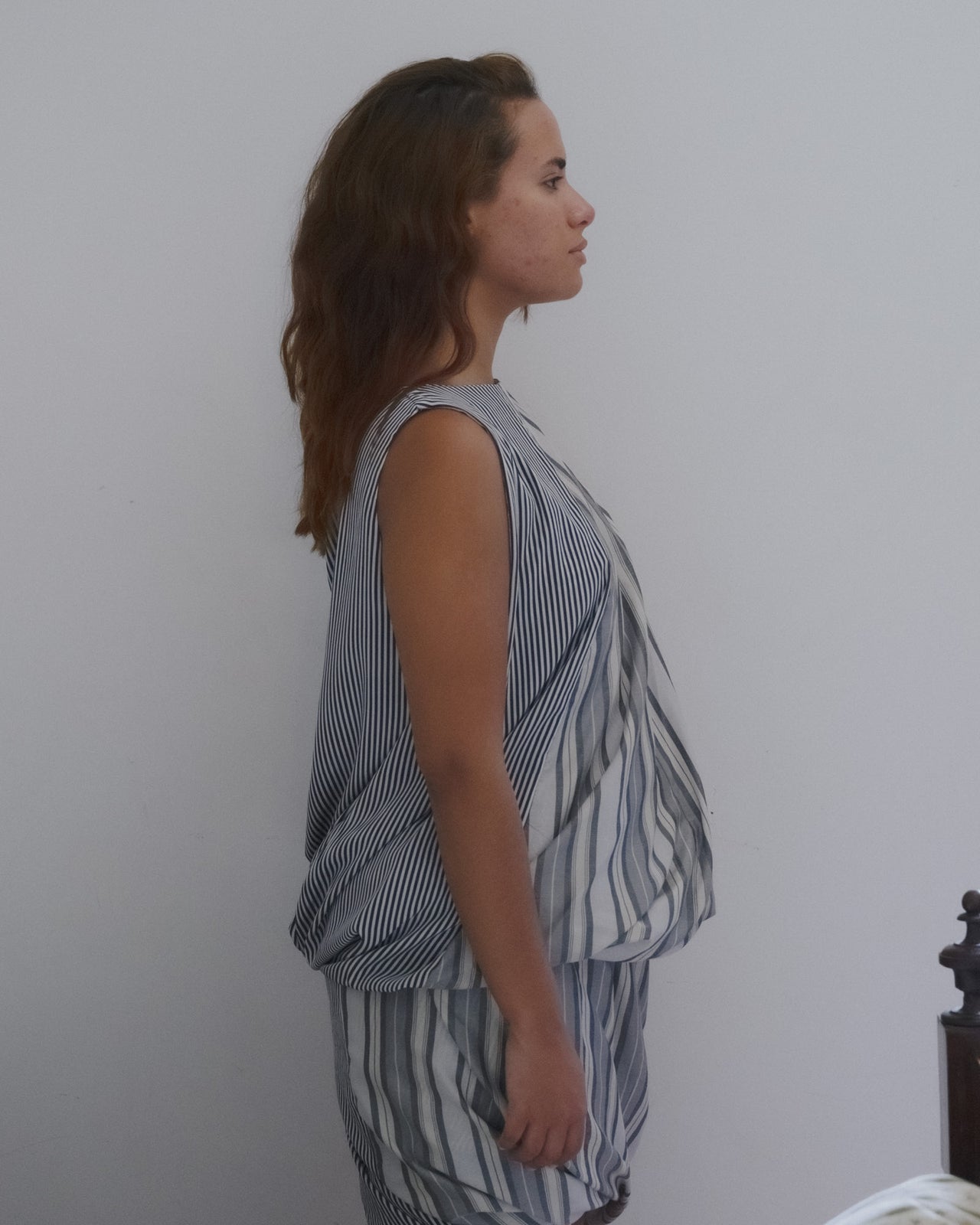 Bella Top - Silk Cotton - Grey Stripe