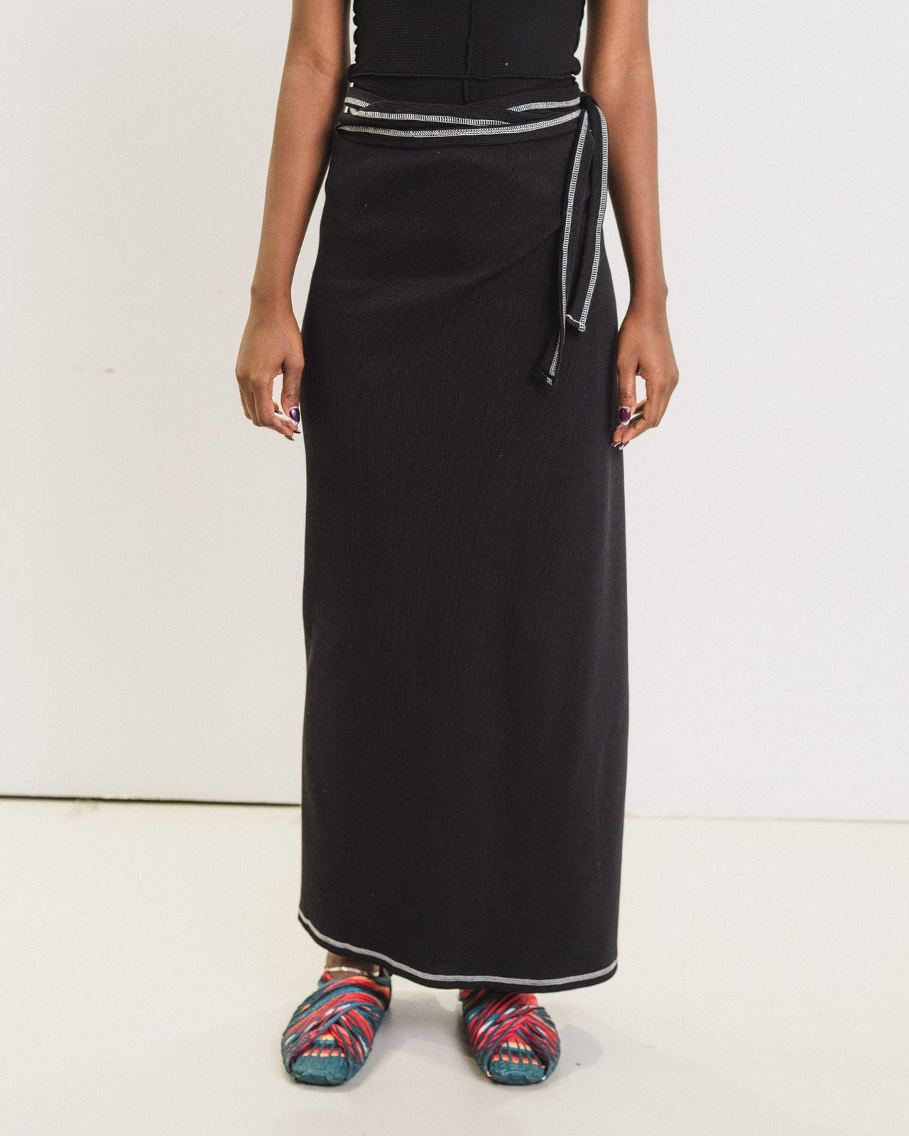 Brig Skirt - Ribbed Organic Cotton Jersey - Black / Undyed