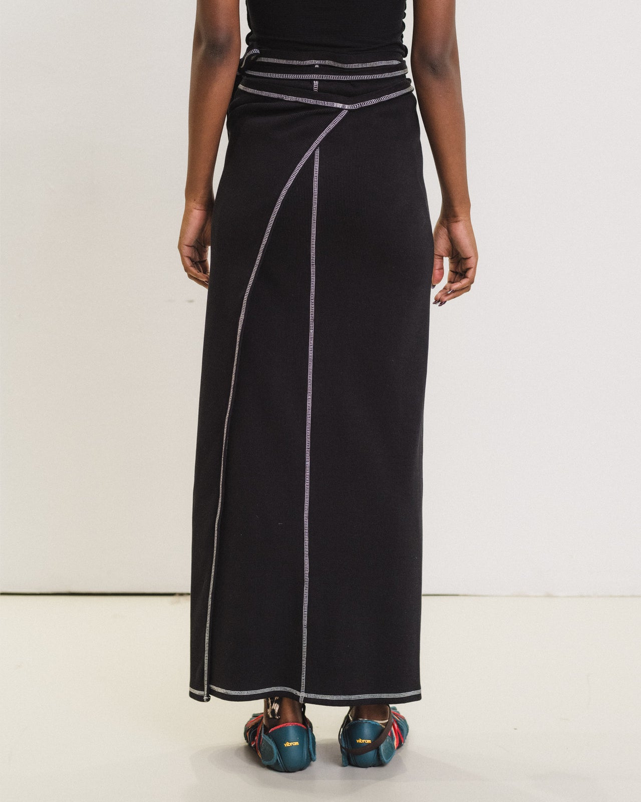 Brig Skirt - Ribbed Organic Cotton Jersey - Black / Undyed