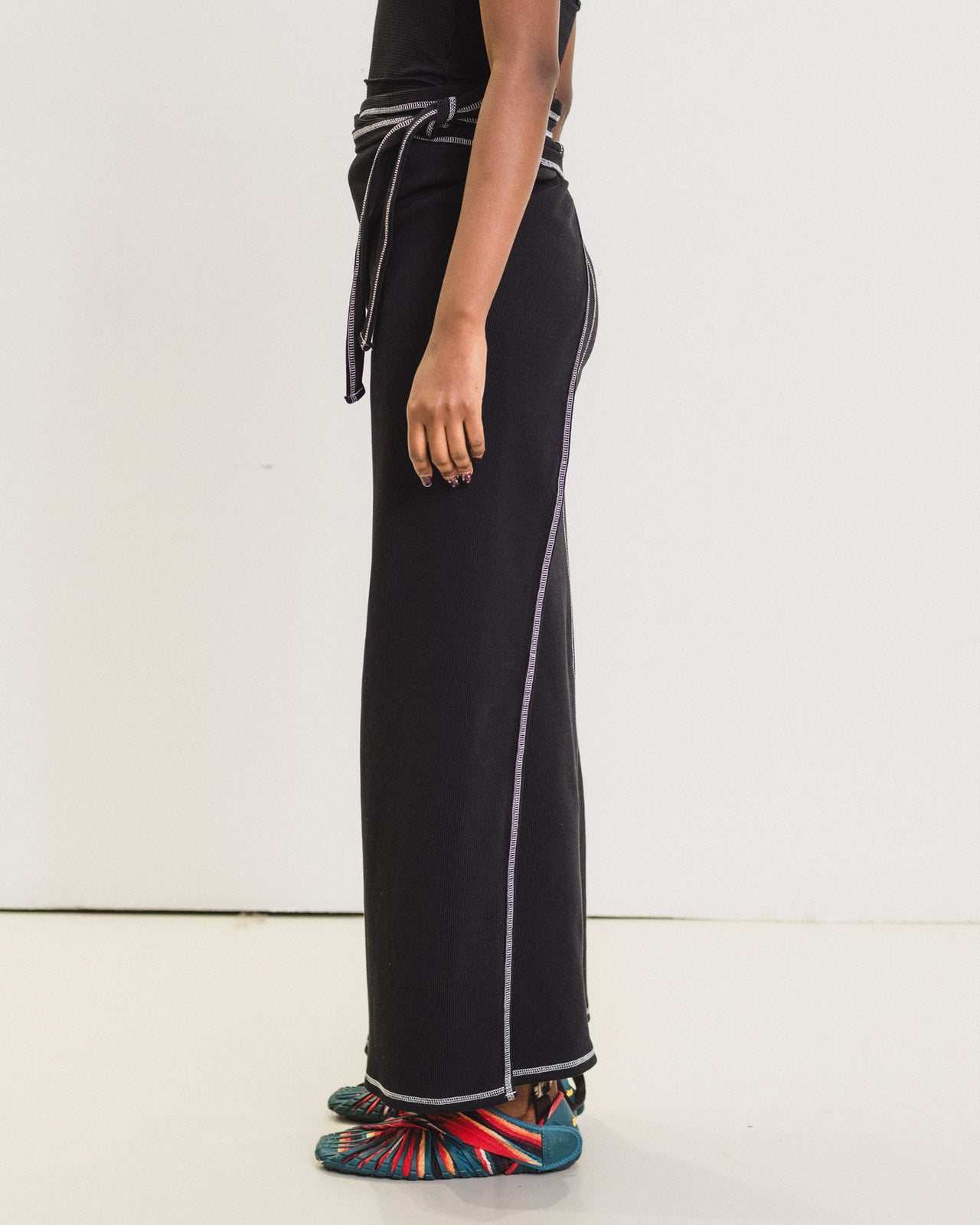 Brig Skirt - Ribbed Organic Cotton Jersey - Black / Undyed