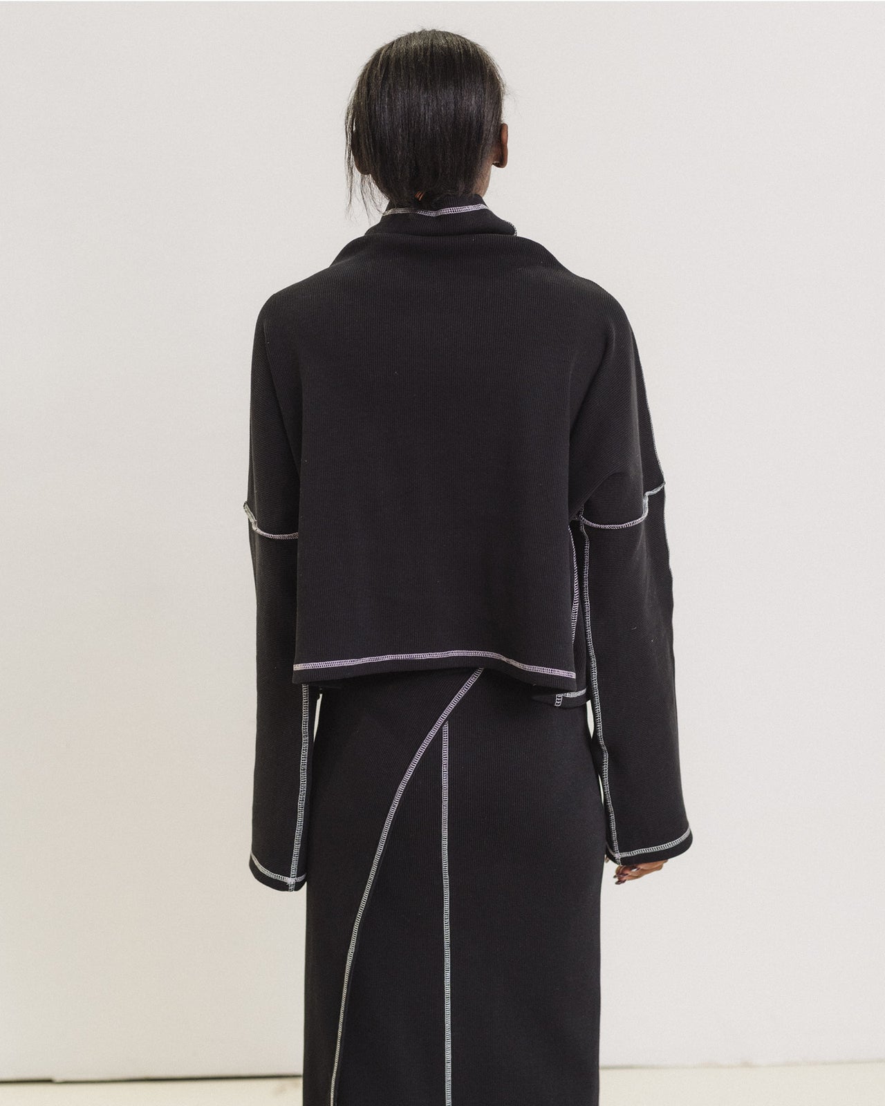 Brig Skirt - Ribbed Organic Cotton Jersey - Black / Undyed