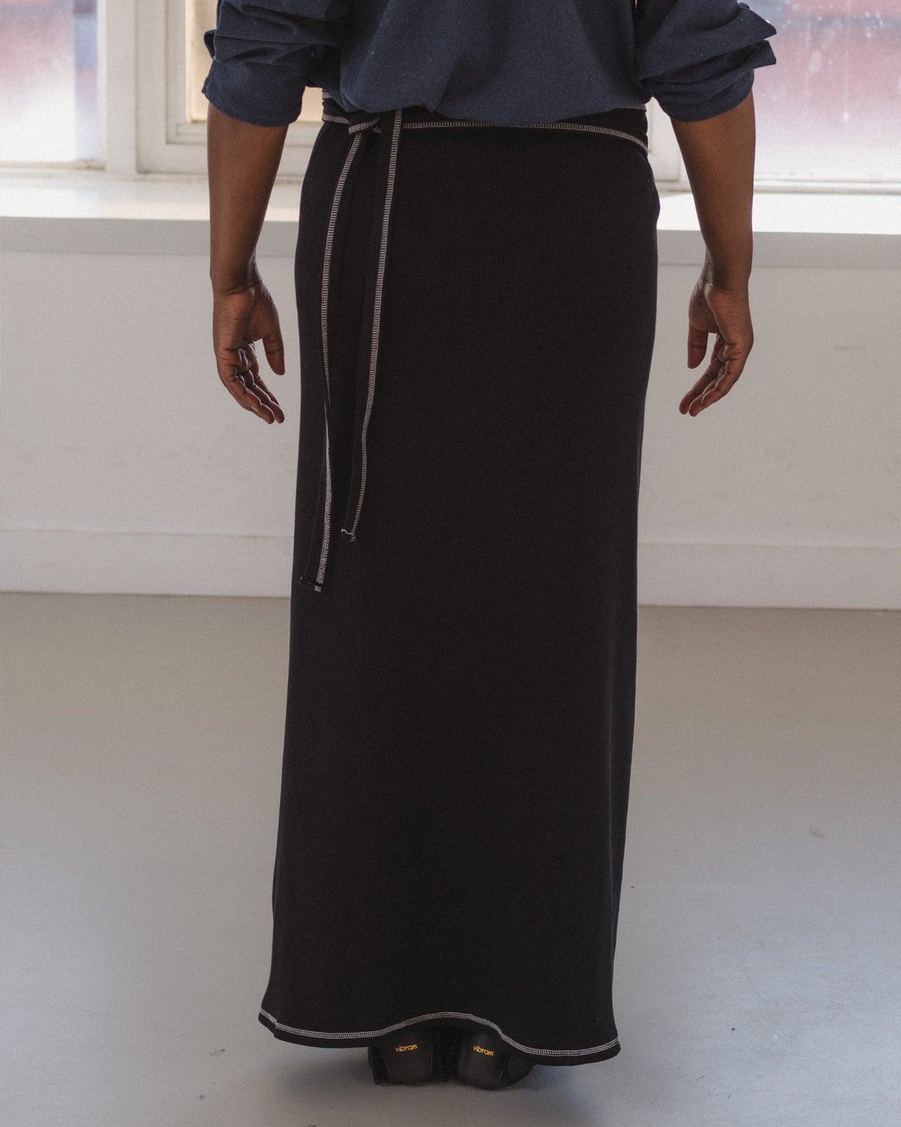 Brig Skirt - Ribbed Organic Cotton Jersey - Black / Undyed