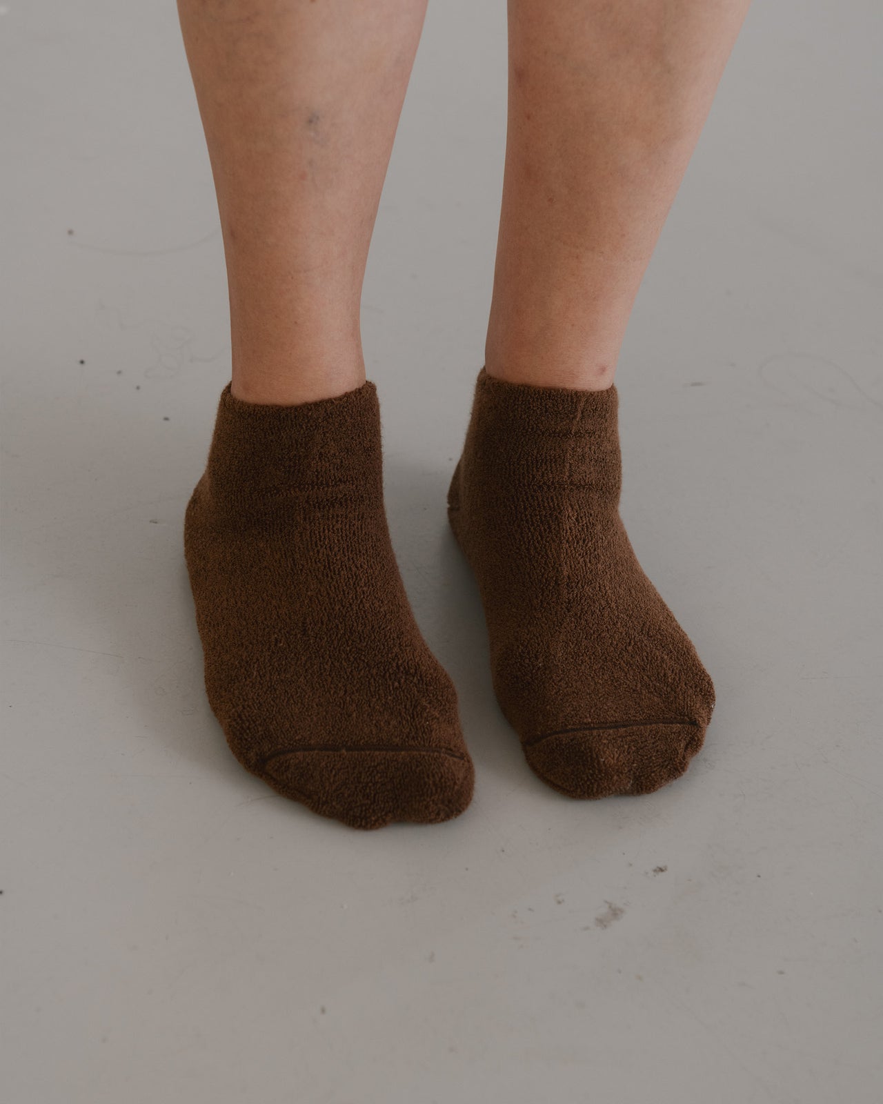Buckle Ankle Socks - Longstaple Cotton - Brown