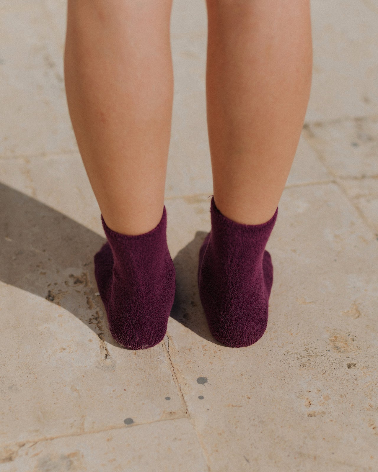 Buckle Overankle Socks - Textured Organic Cotton - Gesso Purple