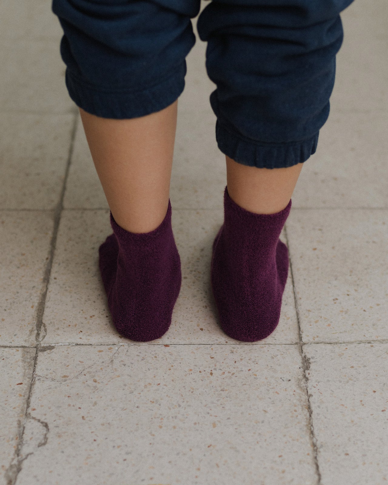 Buckle Overankle Socks - Textured Organic Cotton - Gesso Purple
