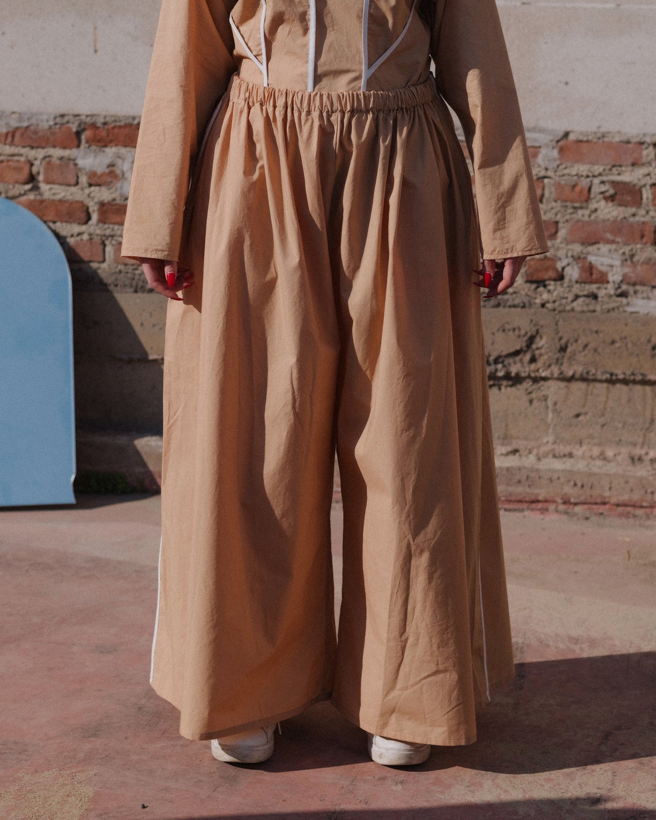 Cable Pants - Organic Cotton Poplin - Marble Brown