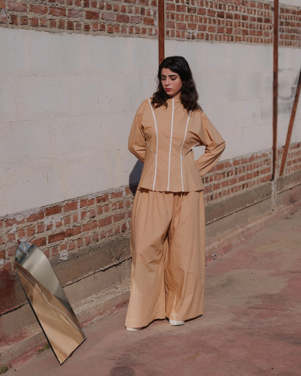 Cable Pants - Organic Cotton Poplin - Marble Brown