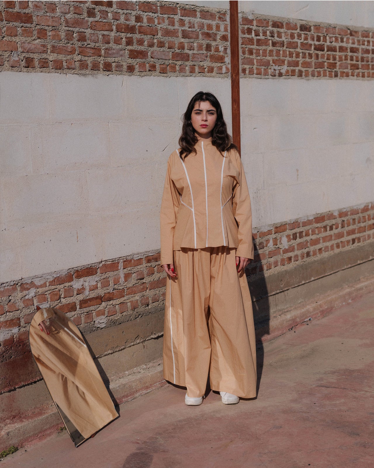 Cable Pants - Organic Cotton Poplin - Marble Brown