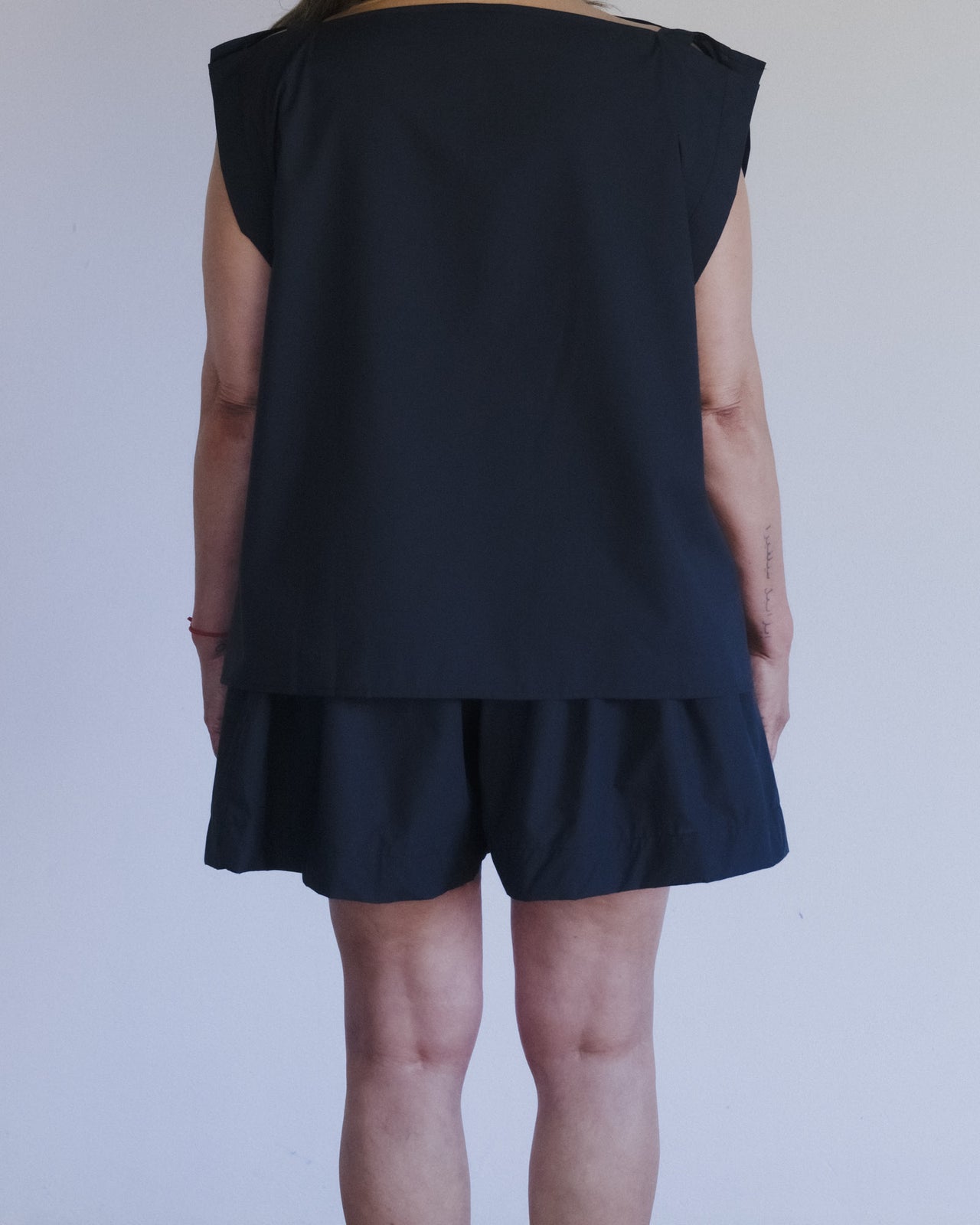Cable Shorts - Organic Cotton Poplin - Black