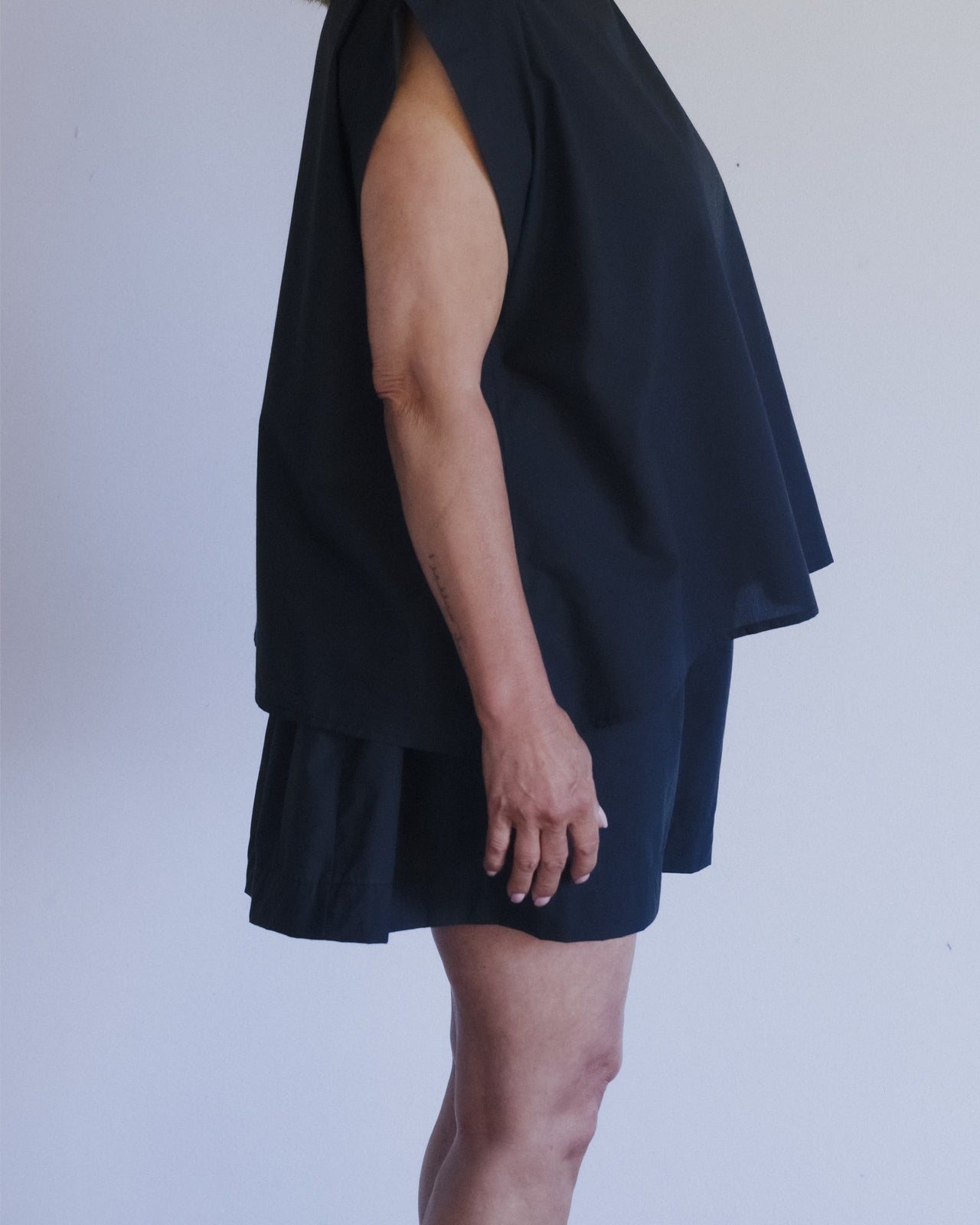 Cable Shorts - Organic Cotton Poplin - Black