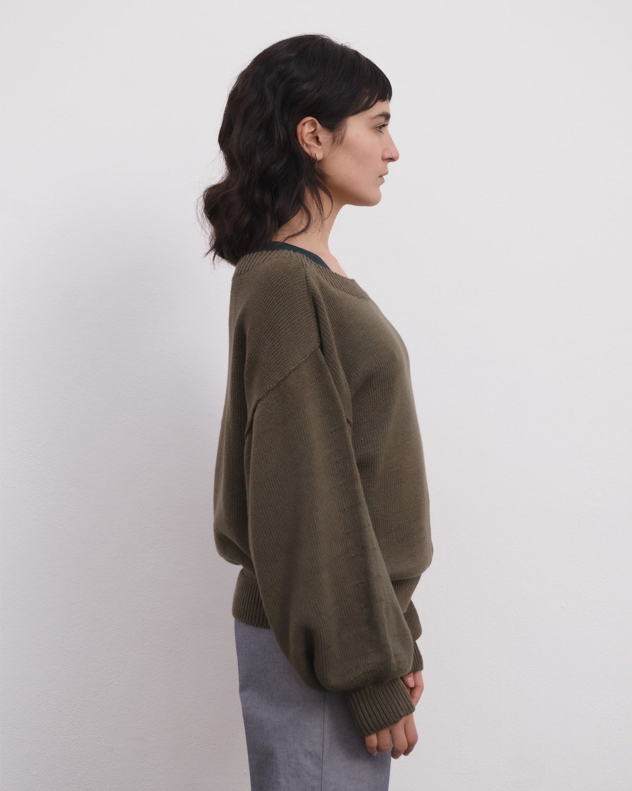 Calla Sweater - Organic Cotton Knit - Green / Brown