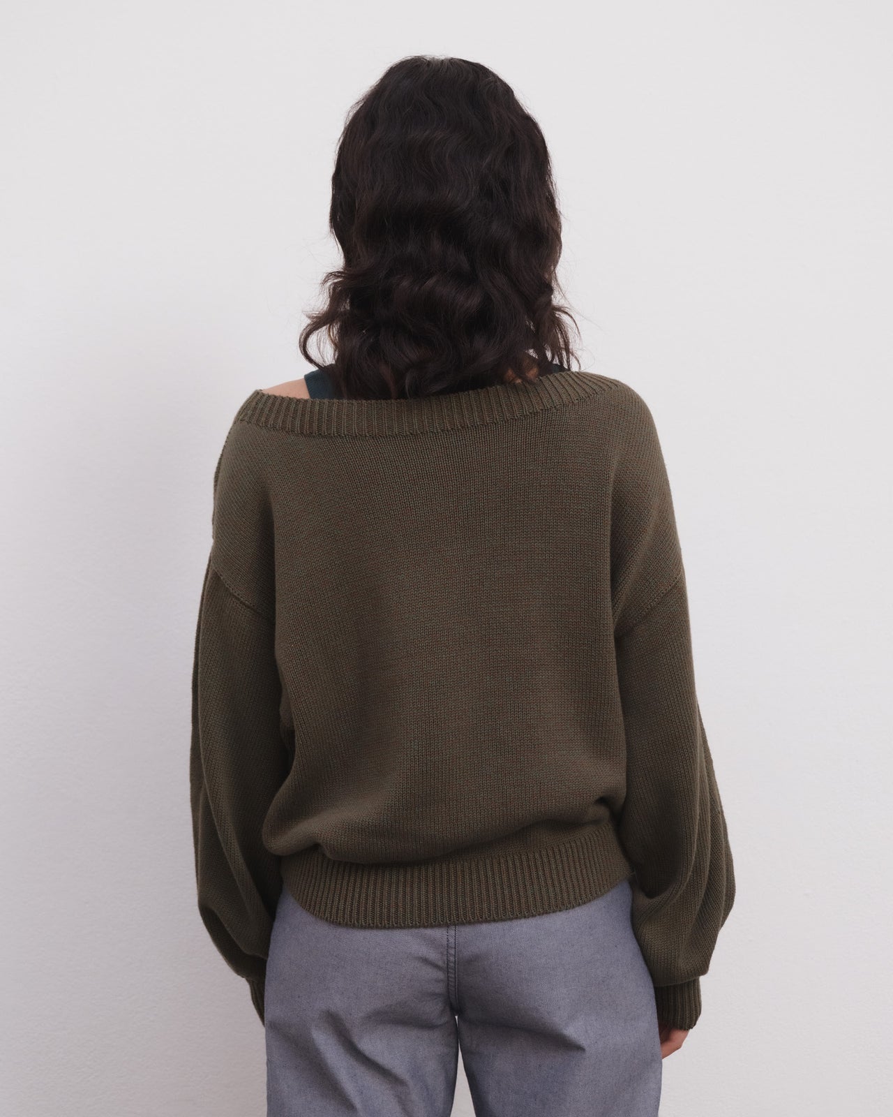 Calla Sweater - Organic Cotton Knit - Green / Brown